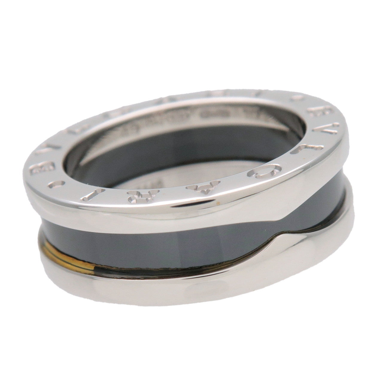 BVLGARI B-Zero1 Save the Children Ring SV925 Black Ceramic #49 US4.5