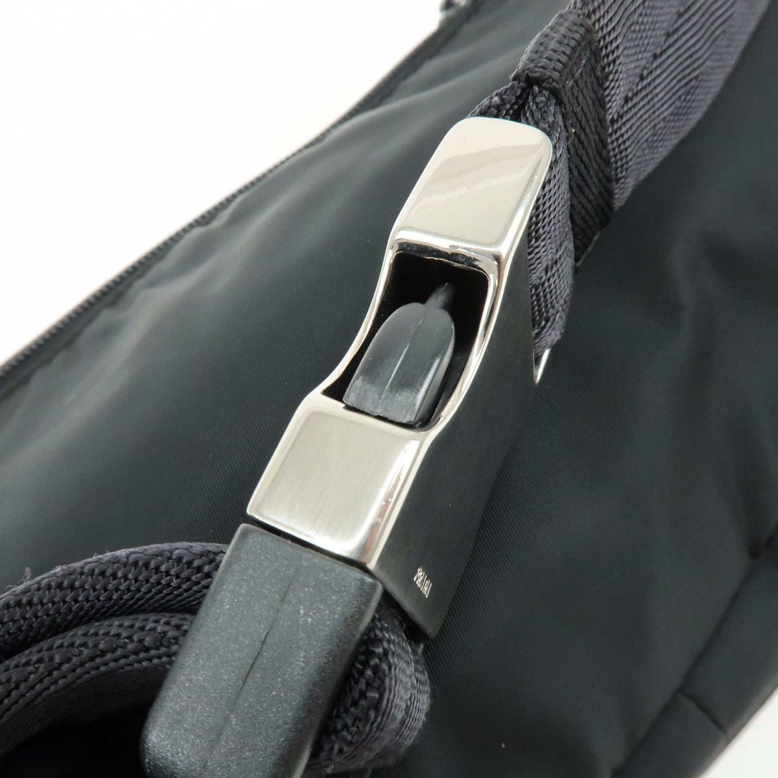 PRADA Triangle Logo Nylon Waist Bag Body Bag Black VA0056