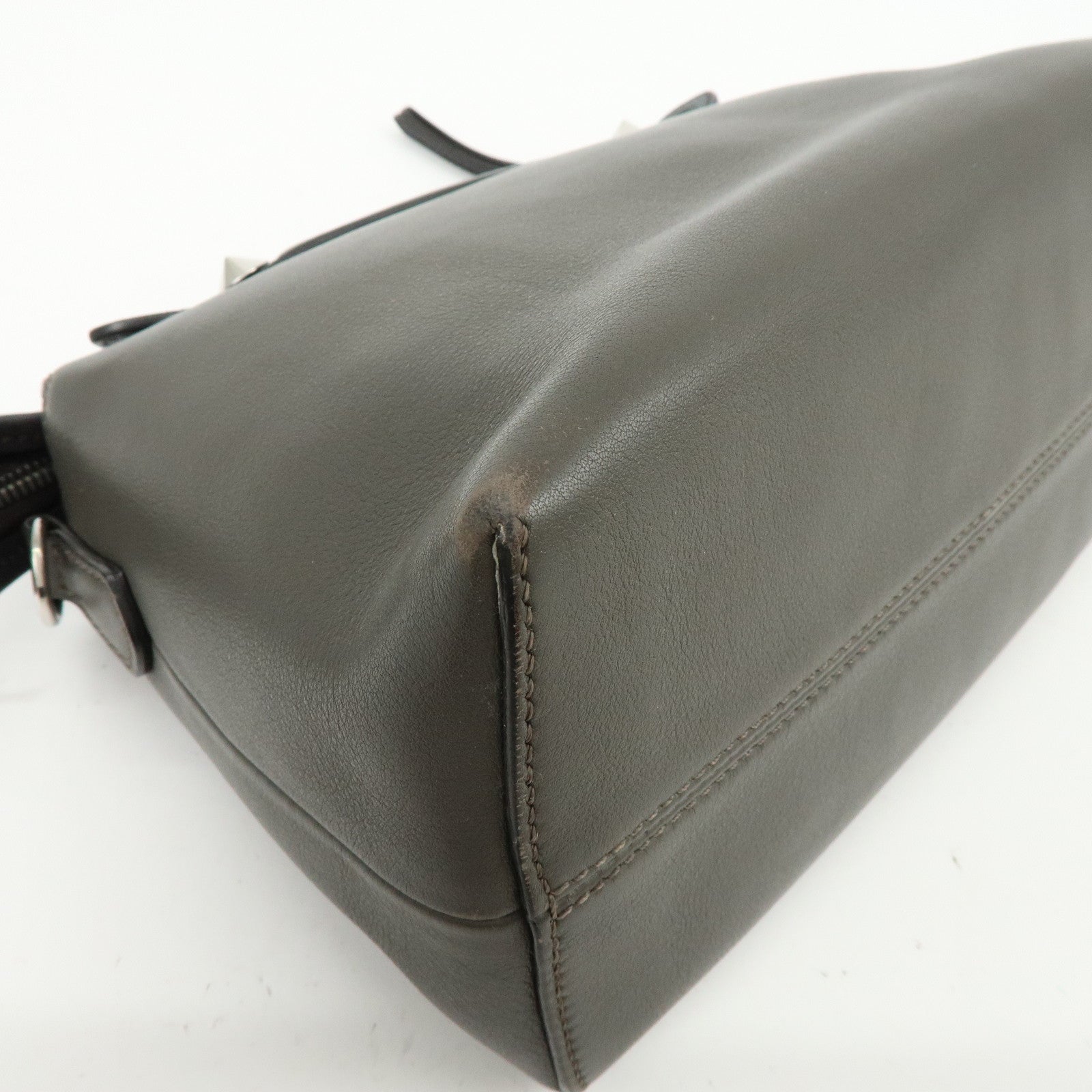 FENDI By The Way Medium 2Way Bag Hand Bag Shoulder Bag Gray 8BL146