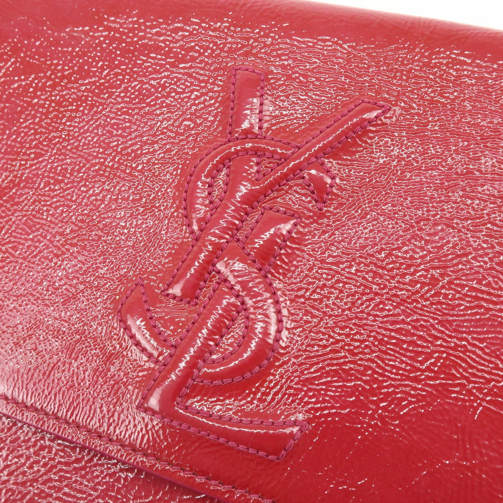 SAINT LAURENT PARIS Cassandra Patent Leather Clutch Bag Pink 203855