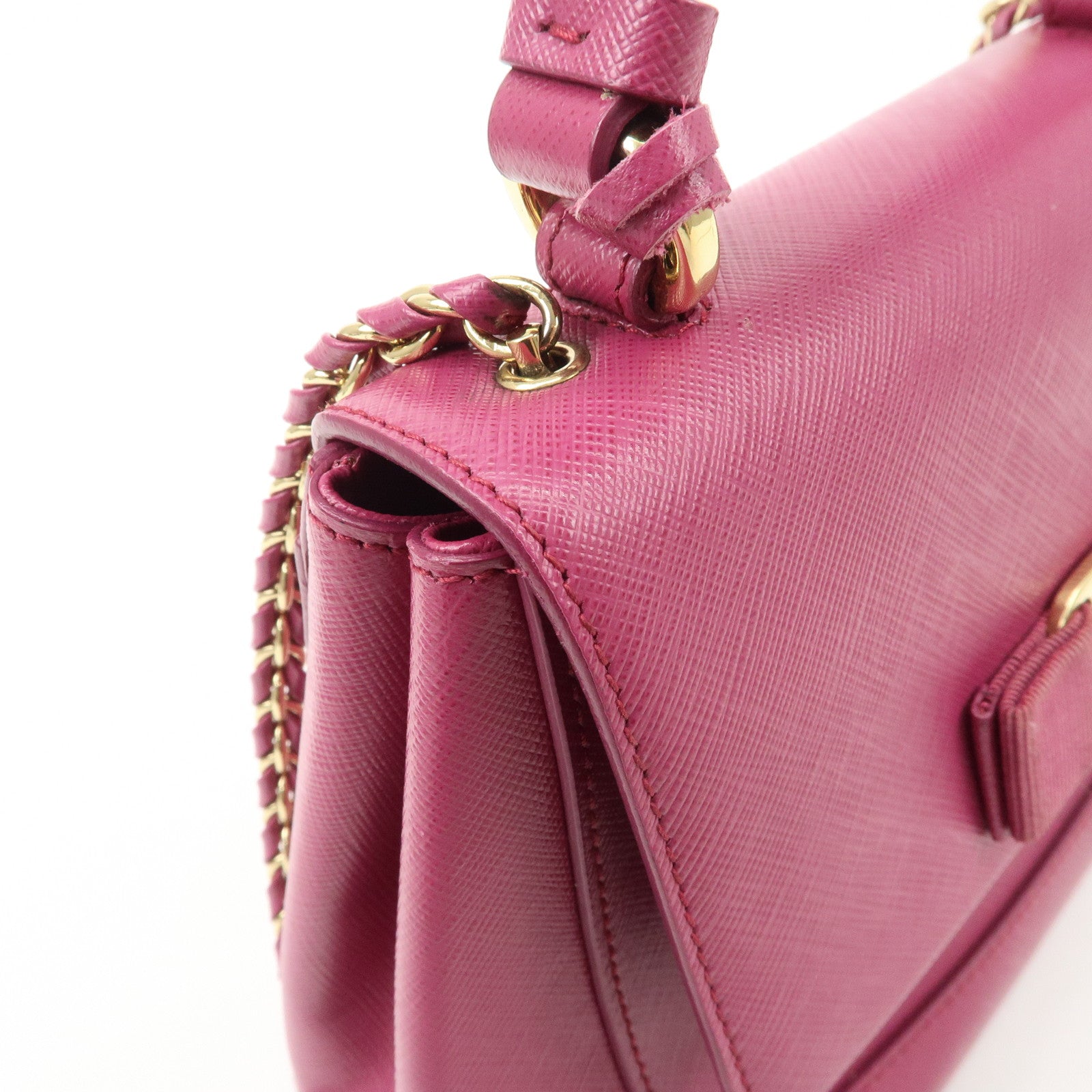Ferragamo Vara Ribbon Leather 2Way Hand Bag Pink Used