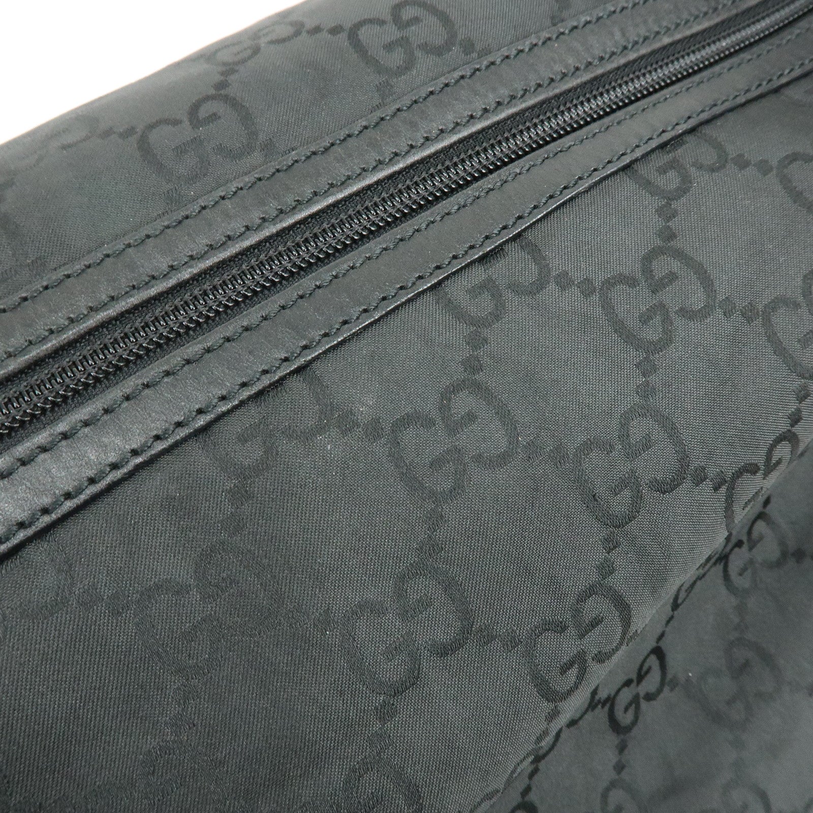 GUCCI GG Monogram Nylon Leather Boston Bag Travel Bag Black 105669