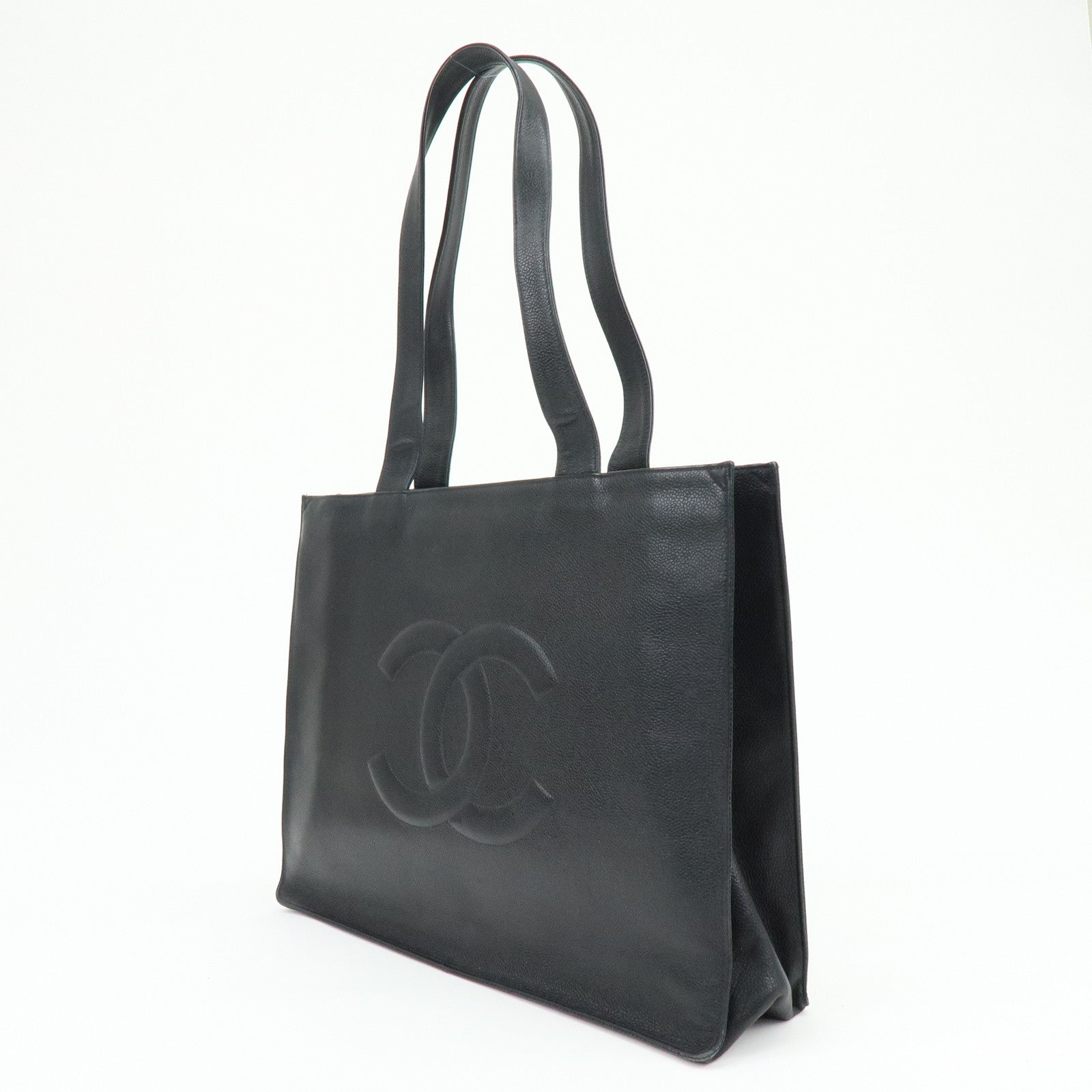 CHANEL COCO Mark Caviarskin Tote Bag Shoulder Bag Black