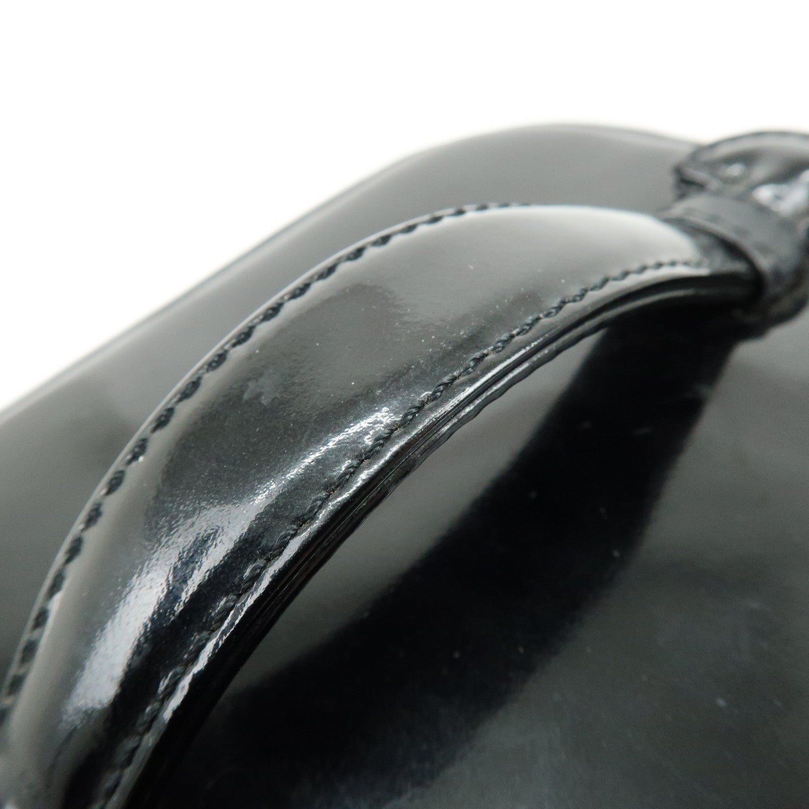 CHANEL COCO Mark Patent Leather Vanity Bag Hand Bag Black A01998