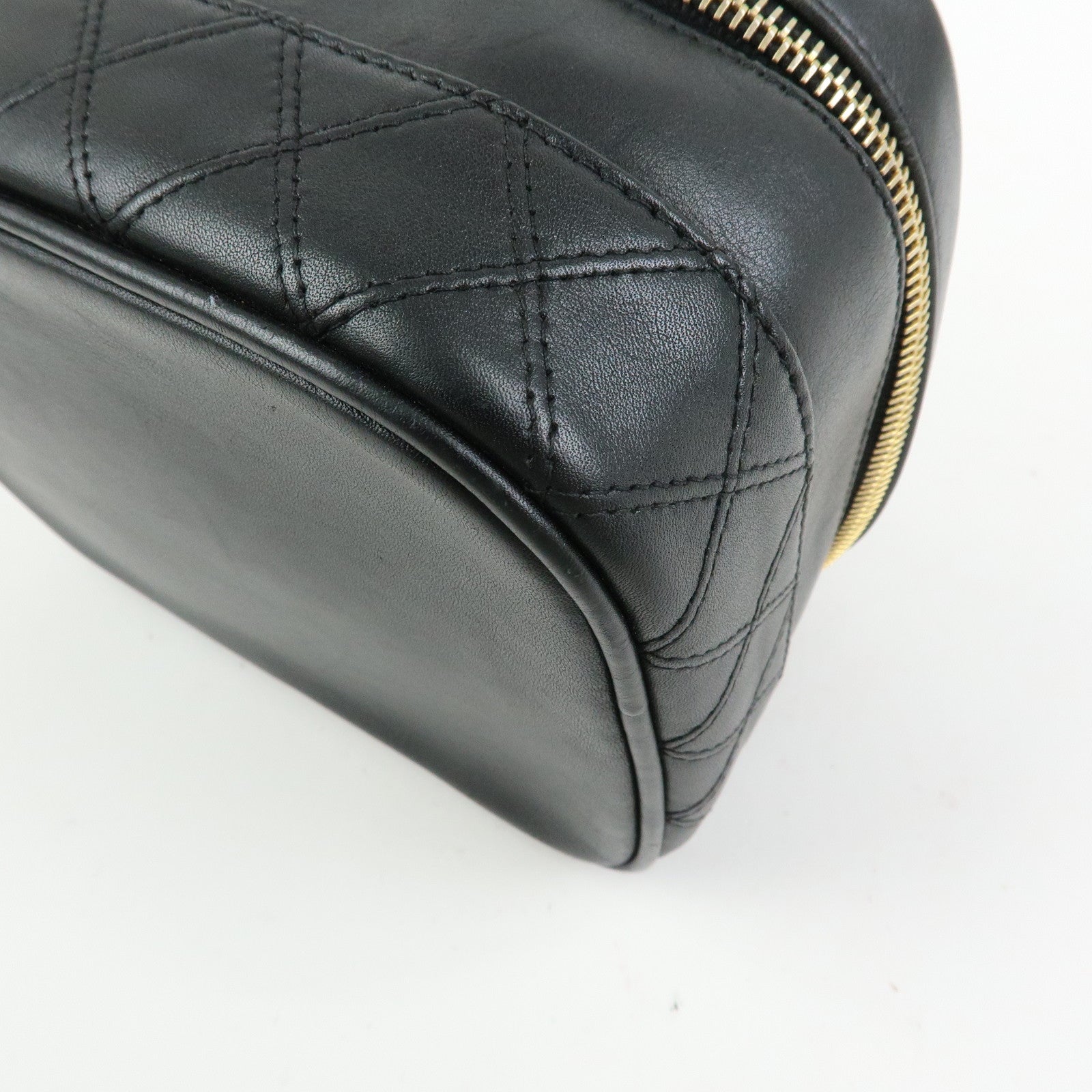 CHANEL Bicolore COCO Mark Calf Leather Vanity Bag Black A01618