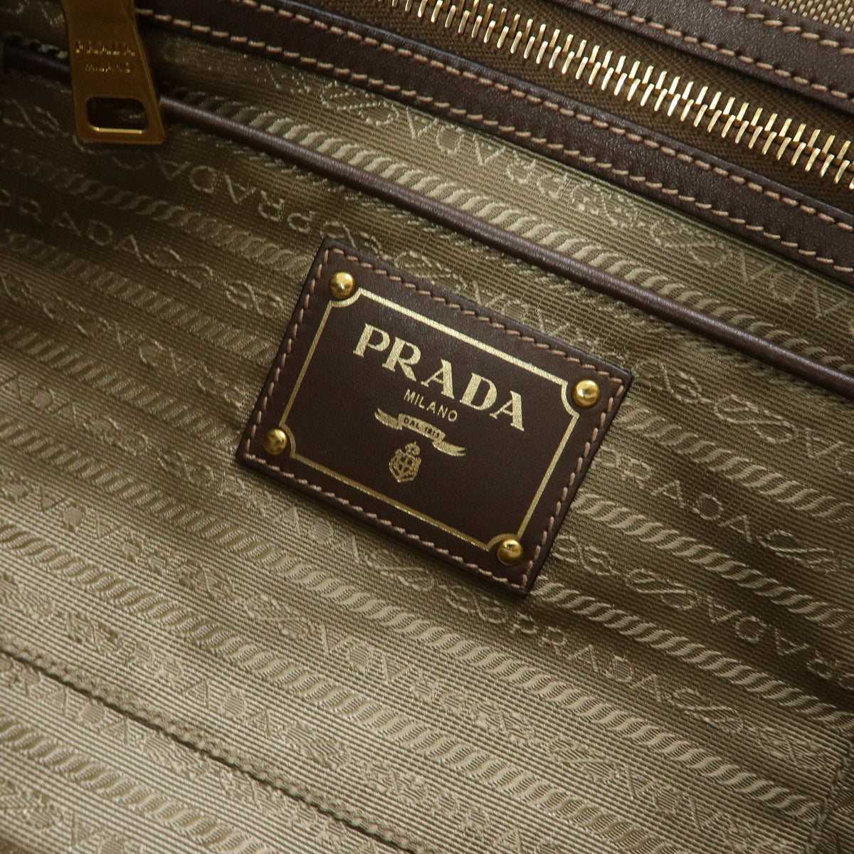 PRADA Triangle Logo Jacquard Canvas Leather 2Way Bag Hand Bag BN2832
