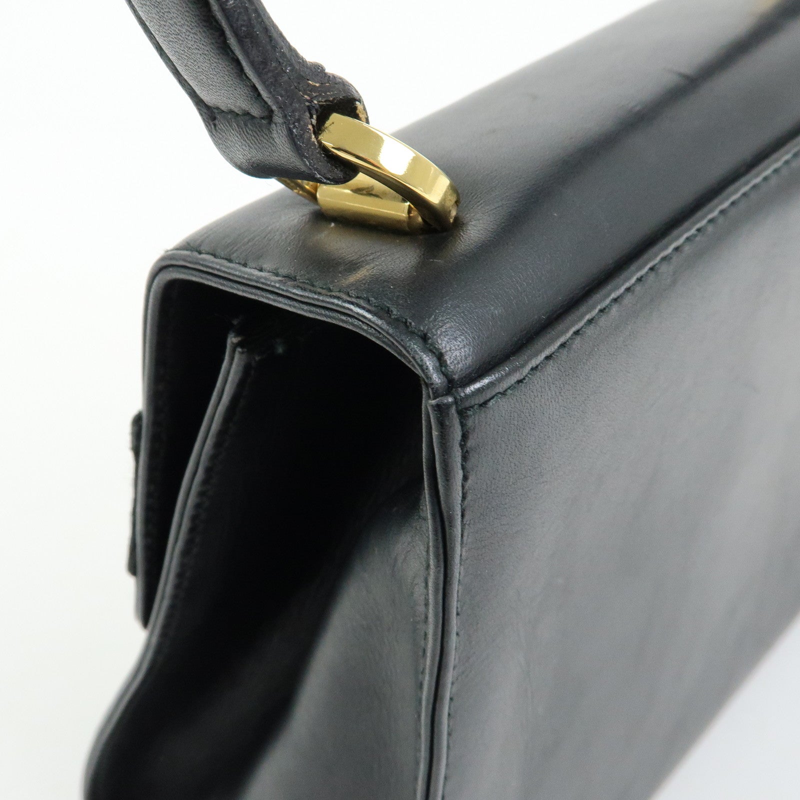 Ferragamo Vara Ribbon Leather 2Way Hand Bag Shoulder Bag Black