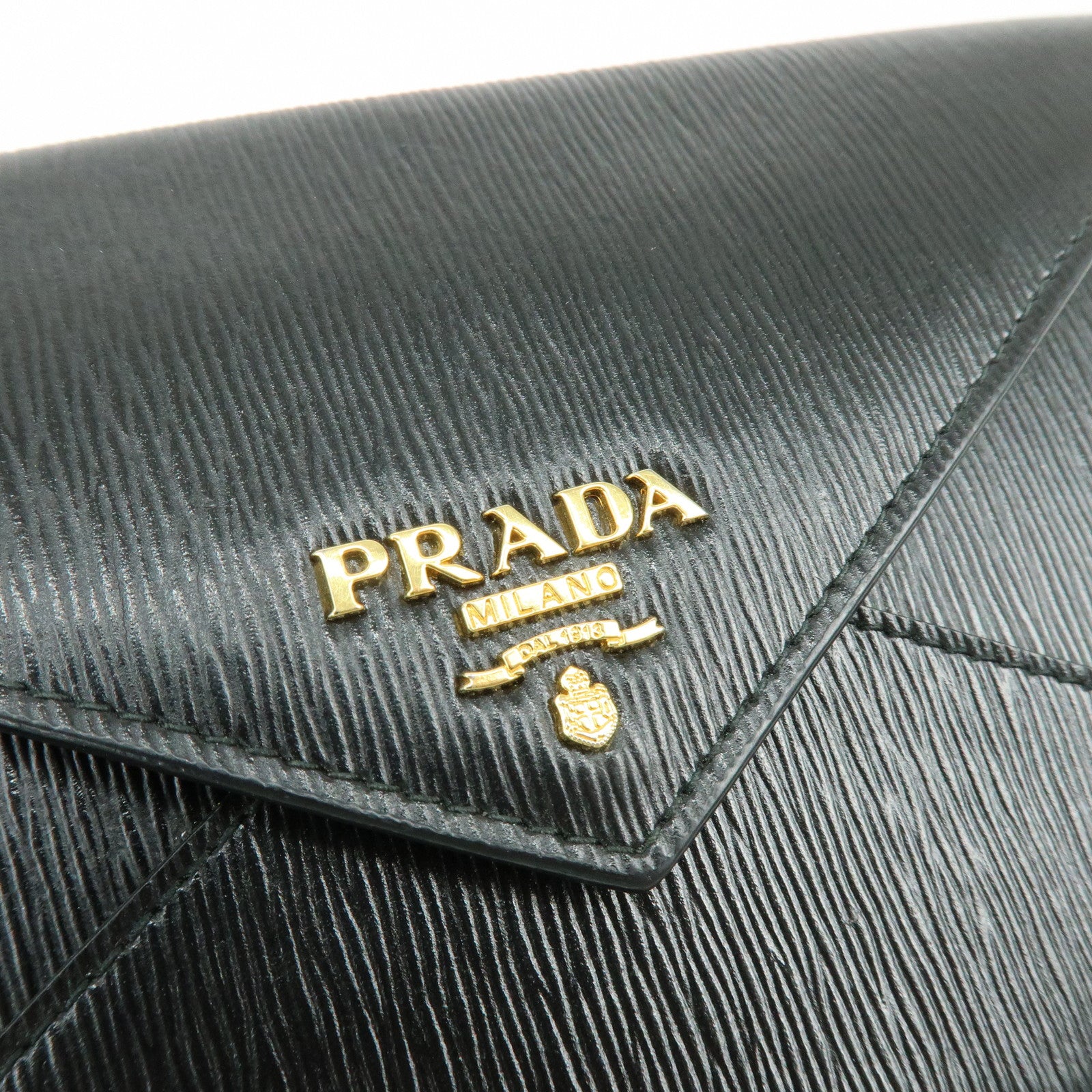 PRADA Saffiano Leather Flap Long Wallet Purse Black 1MF175