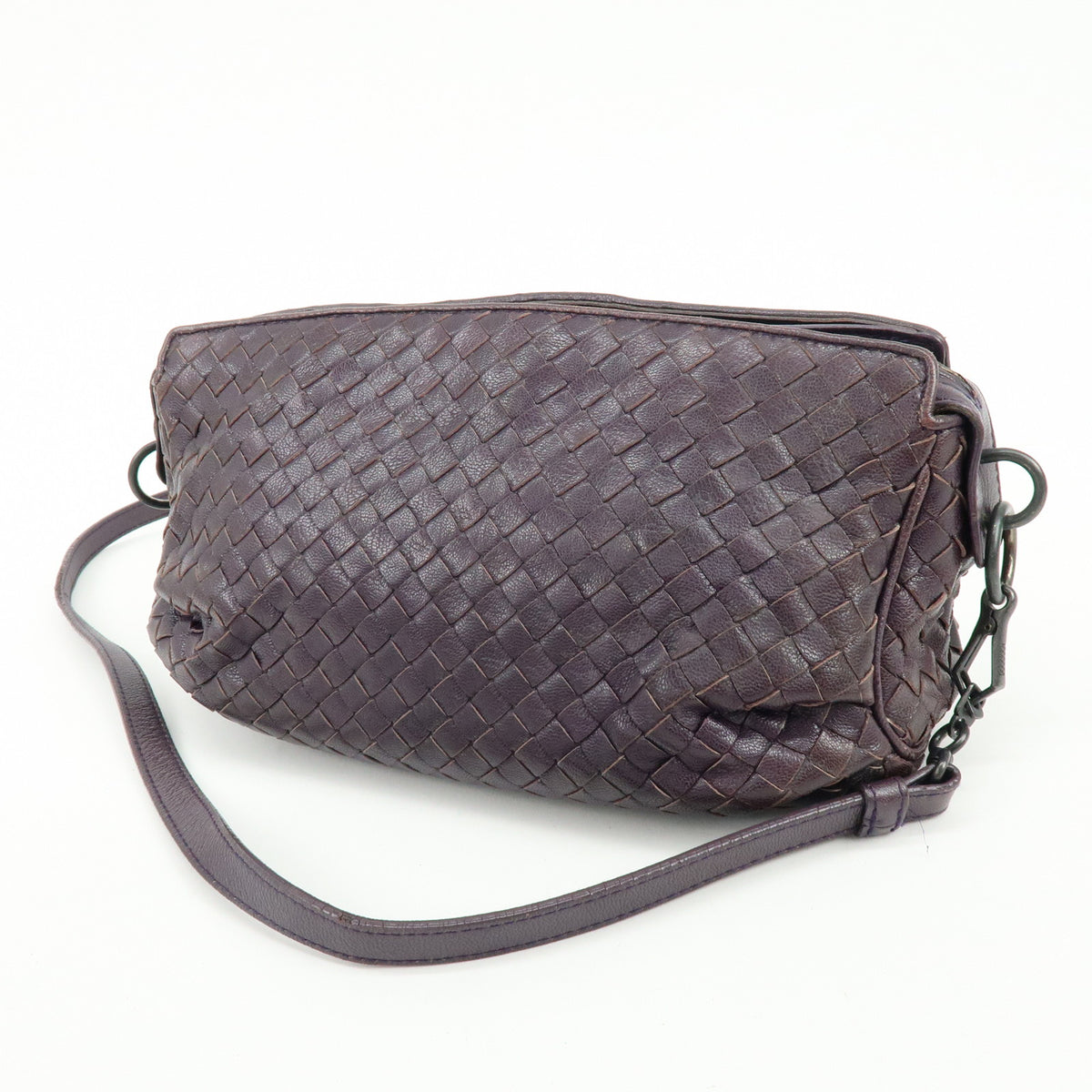 BOTTEGA VENETA Intrecciato Leather Shoulder Bag Crossbody Bag Purple