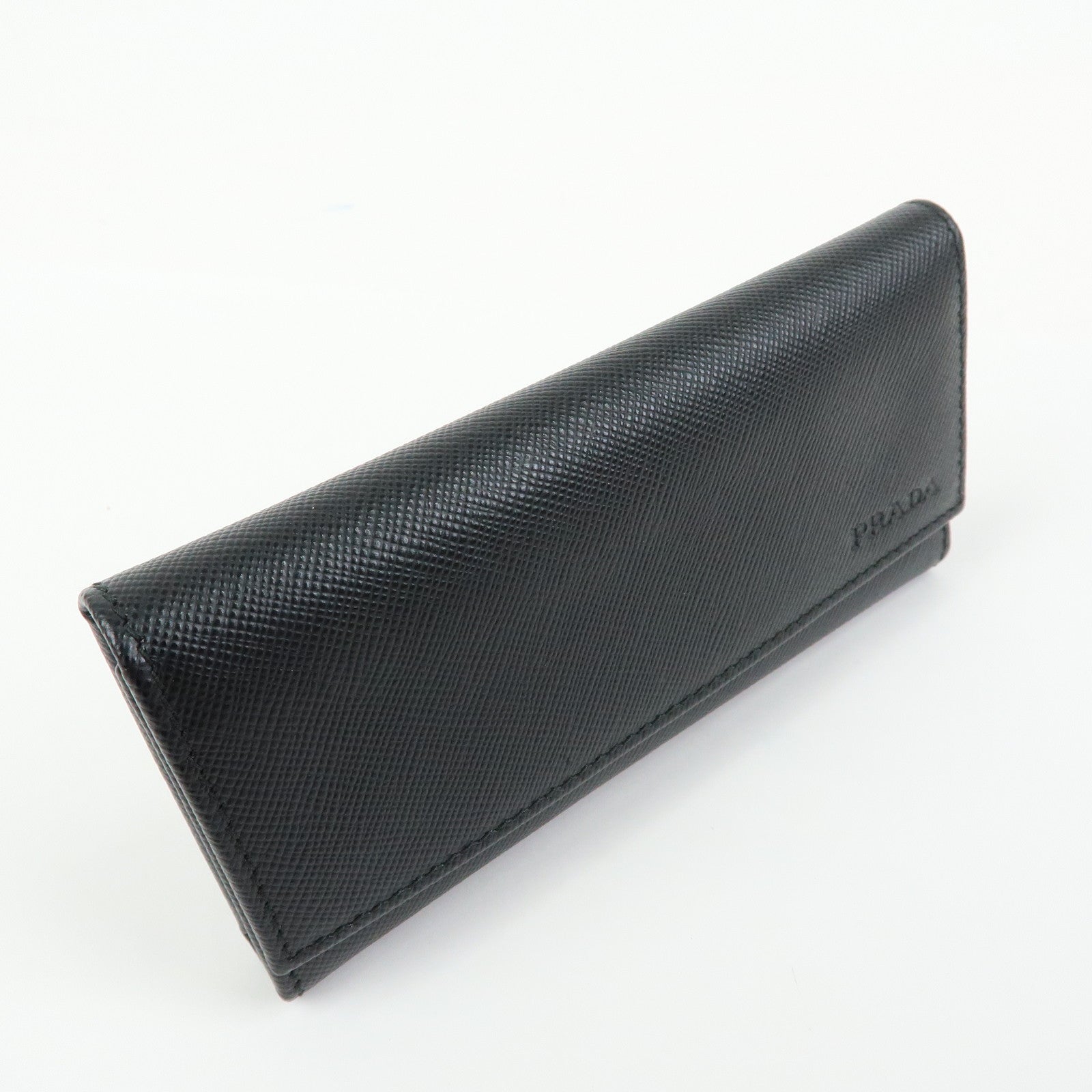 PRADA Saffiano Leather 6 Rings Key Case Key Holder Black