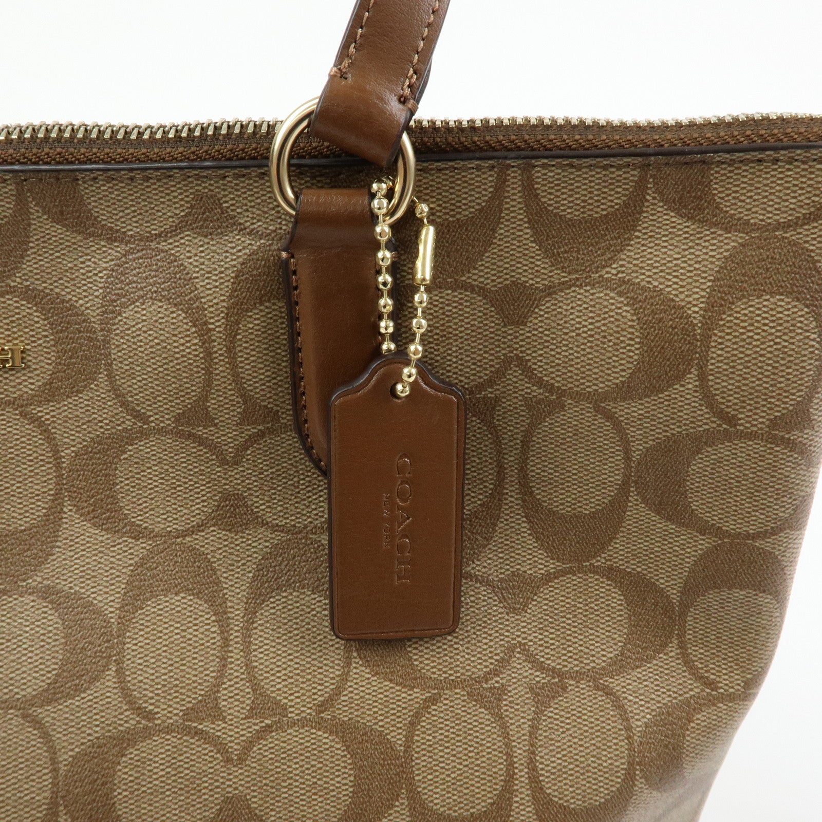 COACH Signature PVC Leather Tote Bag Hand Bag Brown F29208