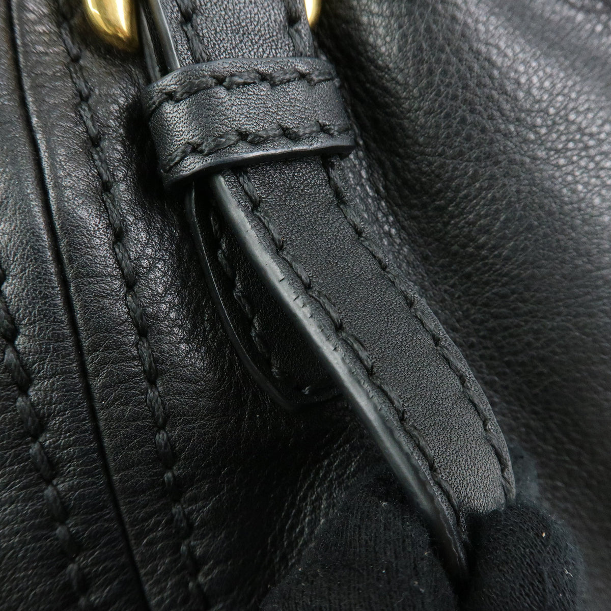 PRADA Soft Calf Leather Tote Bag Shoulder Bag Black BR4691