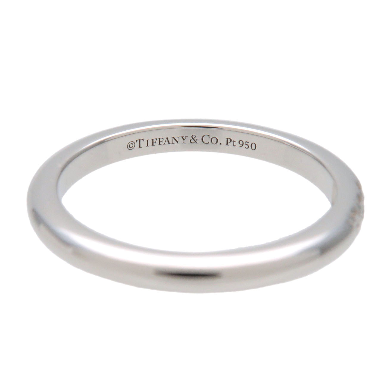 Tiffany & Co Classic Band 3P Diamond Ring PT950 Platinum US4 EU46.5 HK8