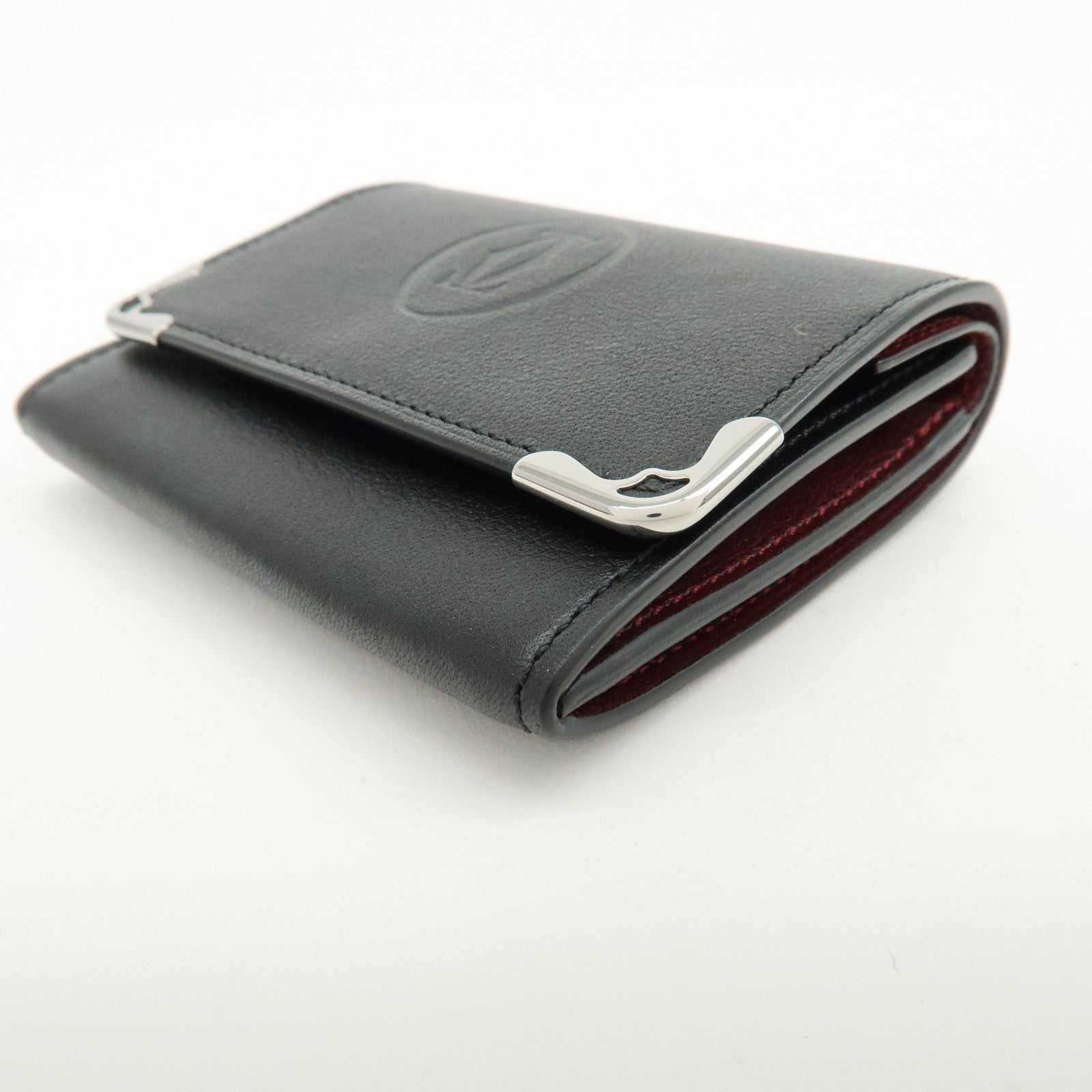 Cartier Must De Cartier Leather Coin Case Coin Purse Black