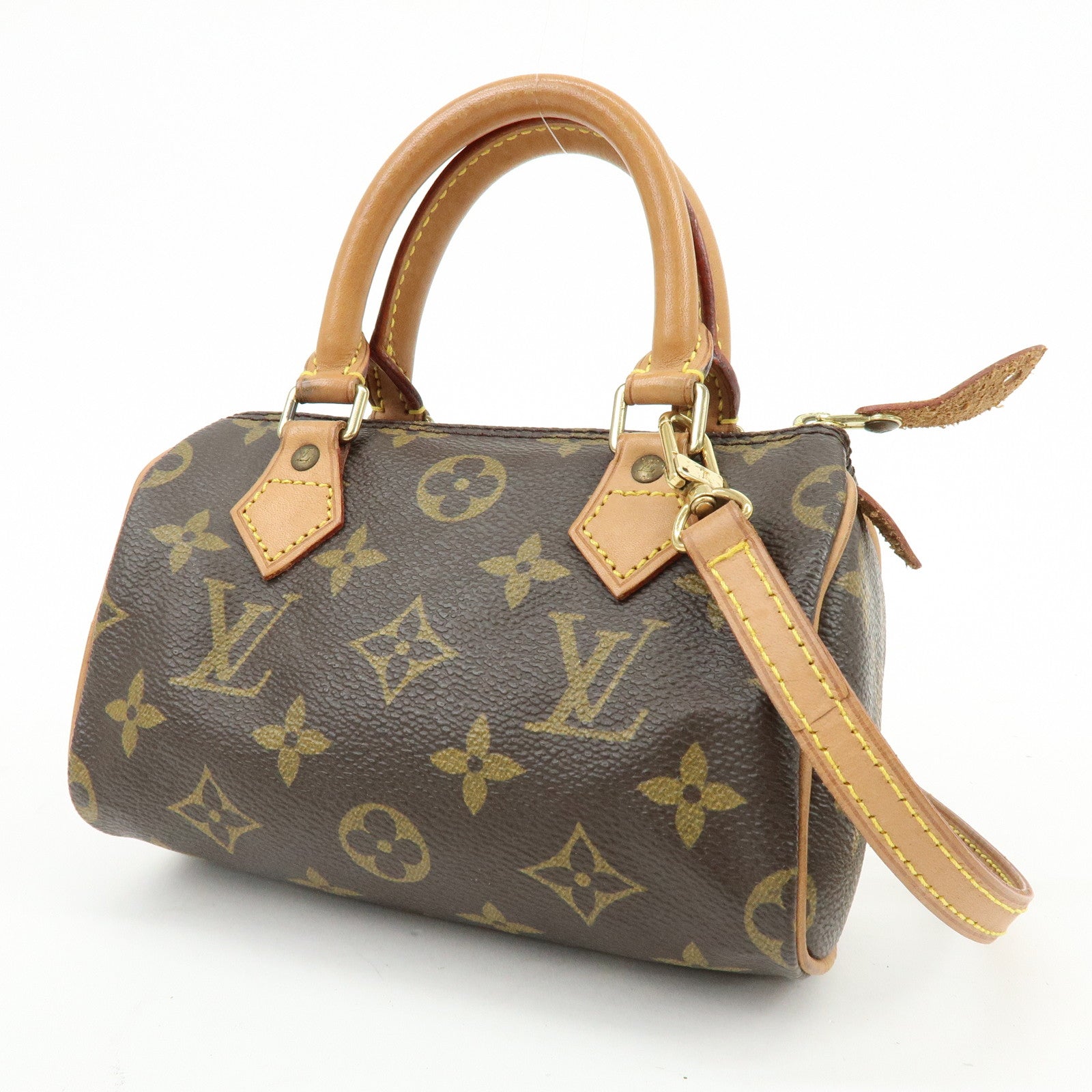 Louis Vuitton Monogram Mini Speedy Hand Bag and Strap Brown M41534 Lot
