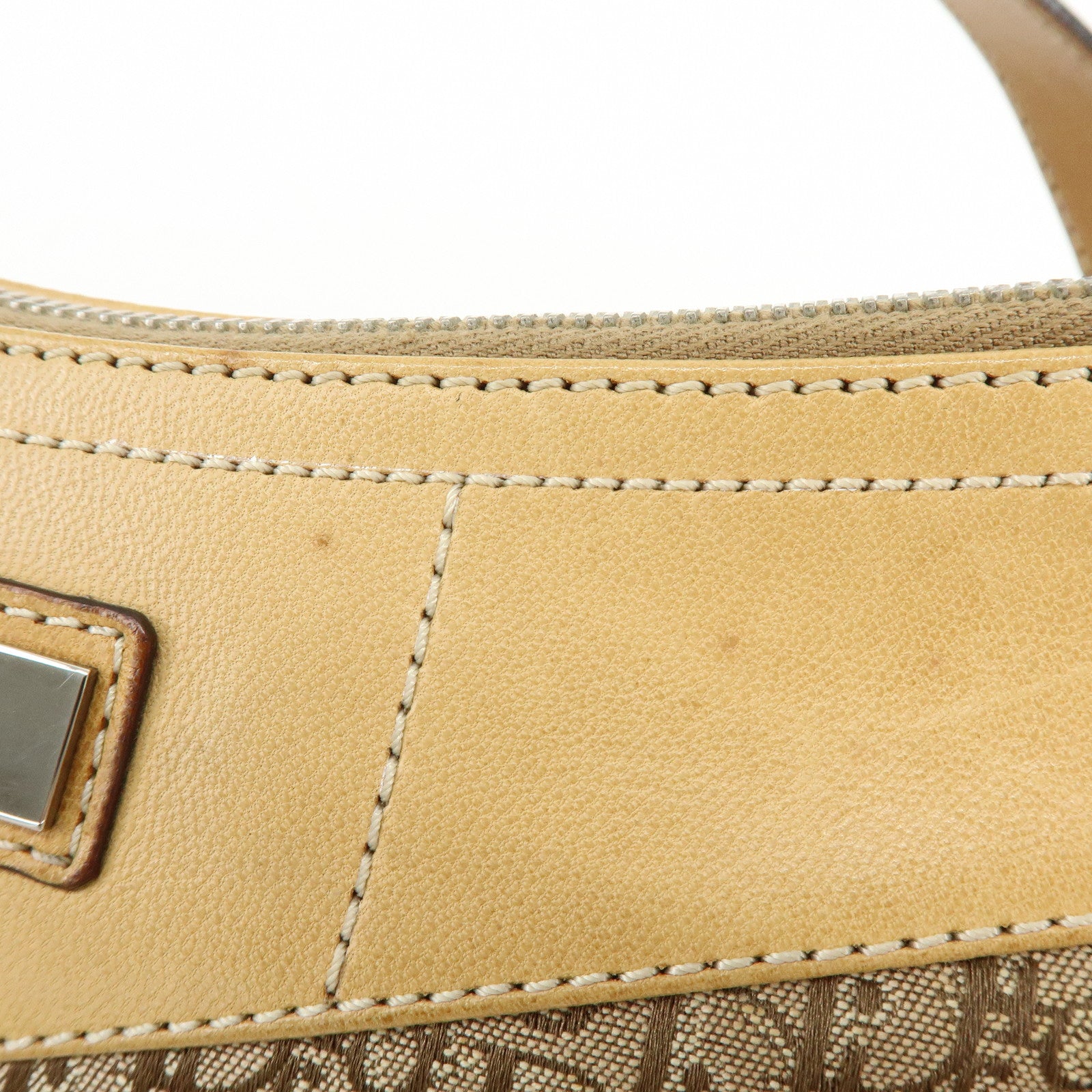 Christian Dior Street Chic Trotter Jacquard Canvas Leather Shoulder Bag