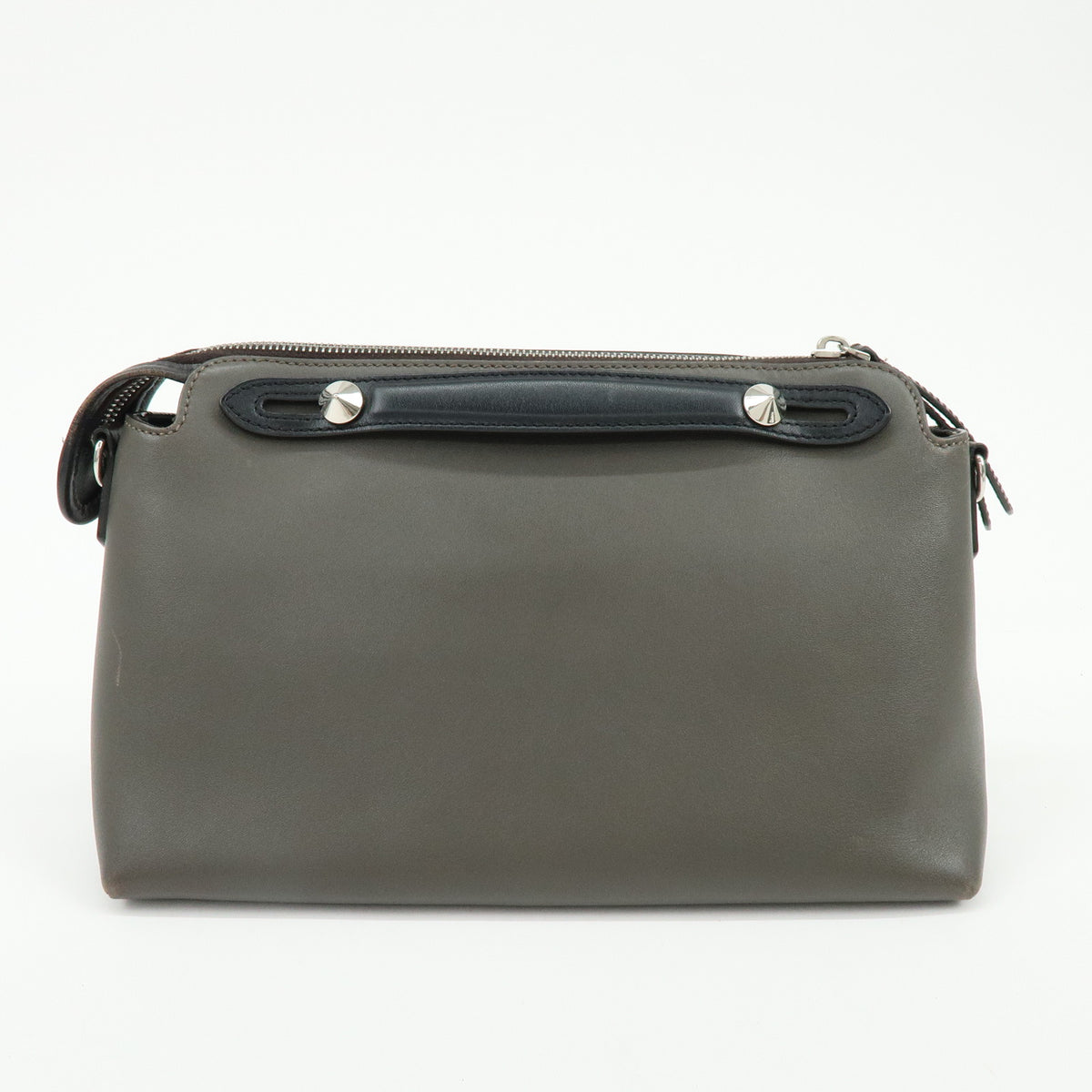 FENDI By The Way Medium Leather 2Way Bag Hand Bag Dark Gray 8BL124