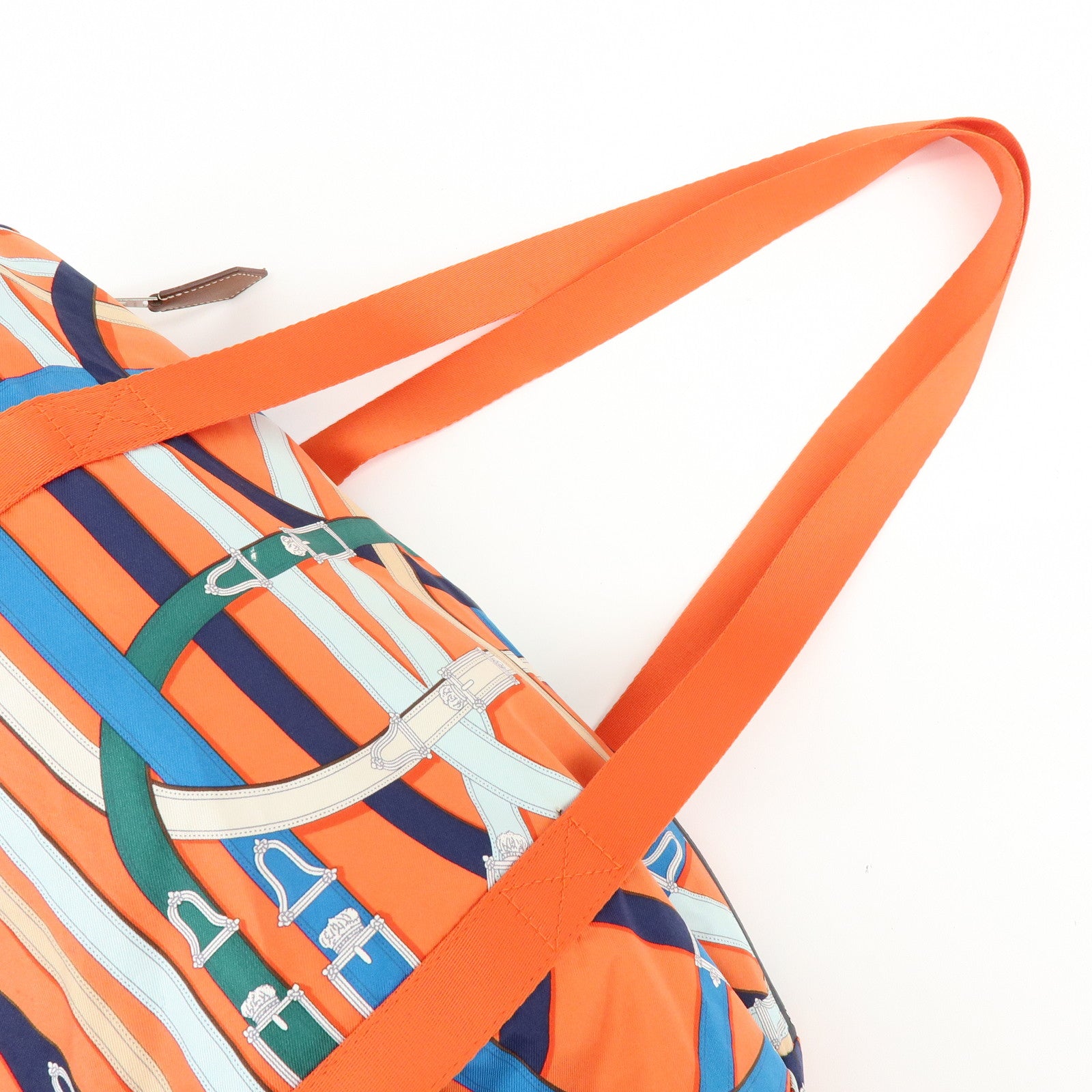 HERMES Airsilk Duffle 38 Silk Leather Shoulder Bag Hand Bag Orange