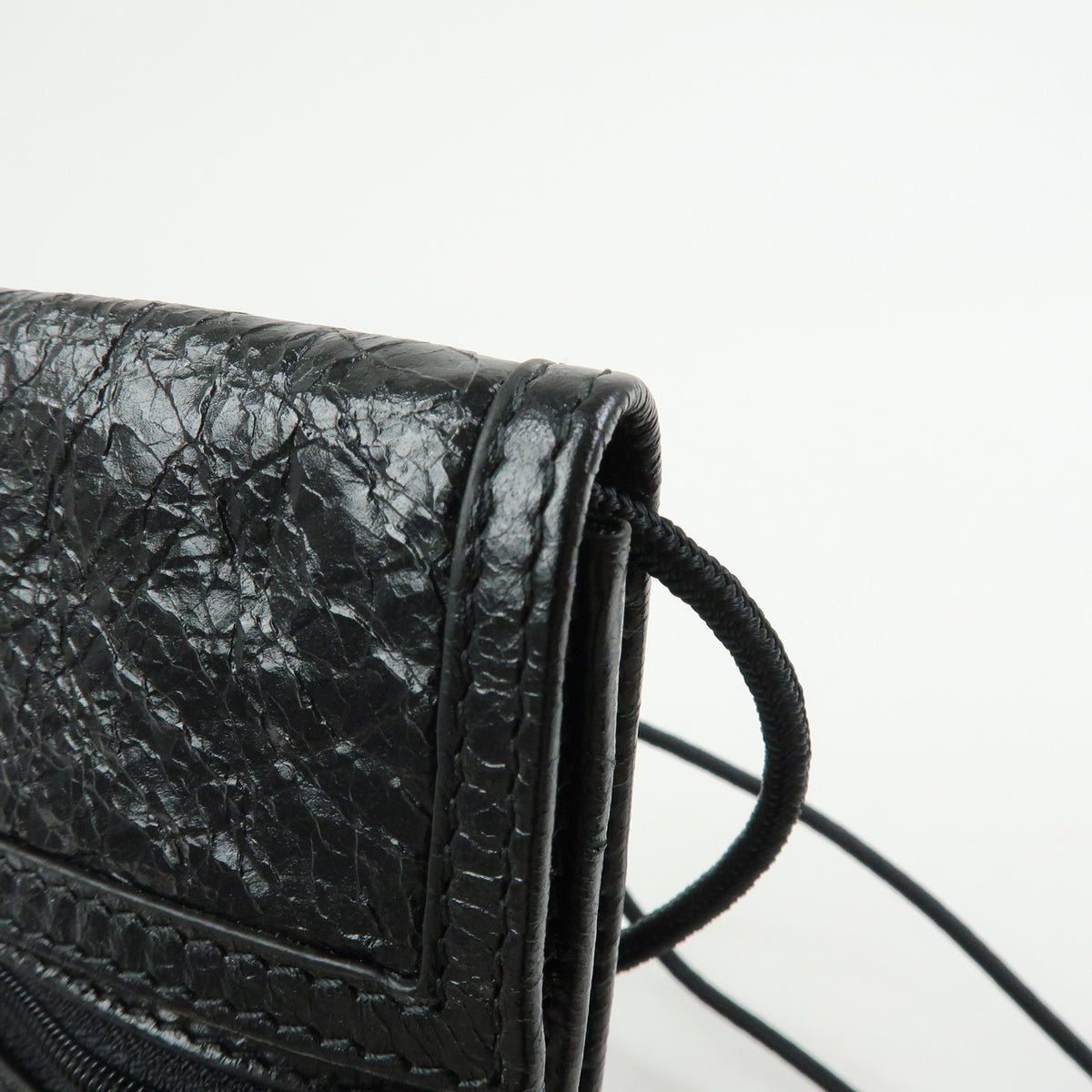 BALENCIAGA Explore Strap Leather Strap Pouch Shoulder Bag Black 532298