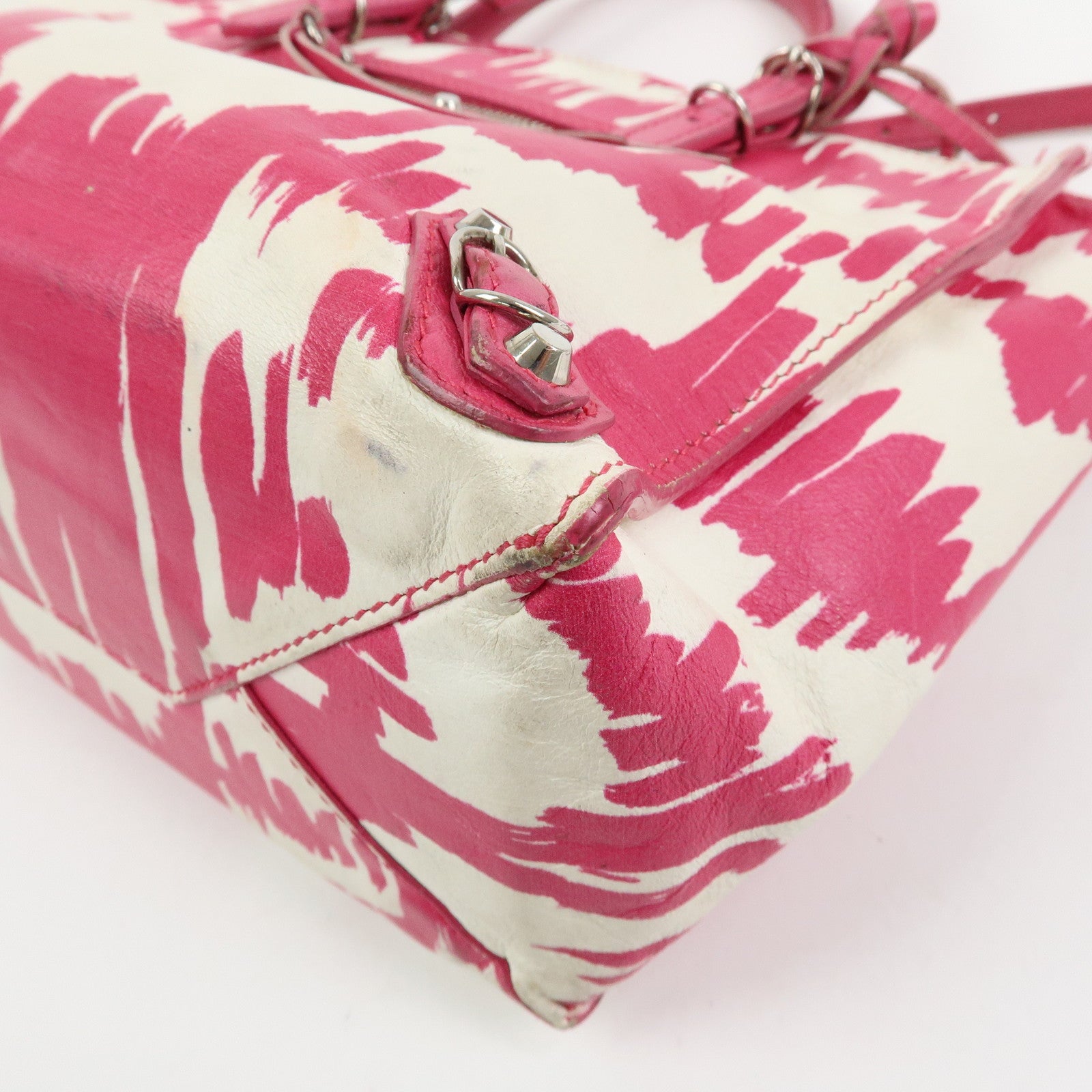 BALENCIAGA Leather Mini Paper 2Way Bag Tote Bag Hand Bag Pink 338585