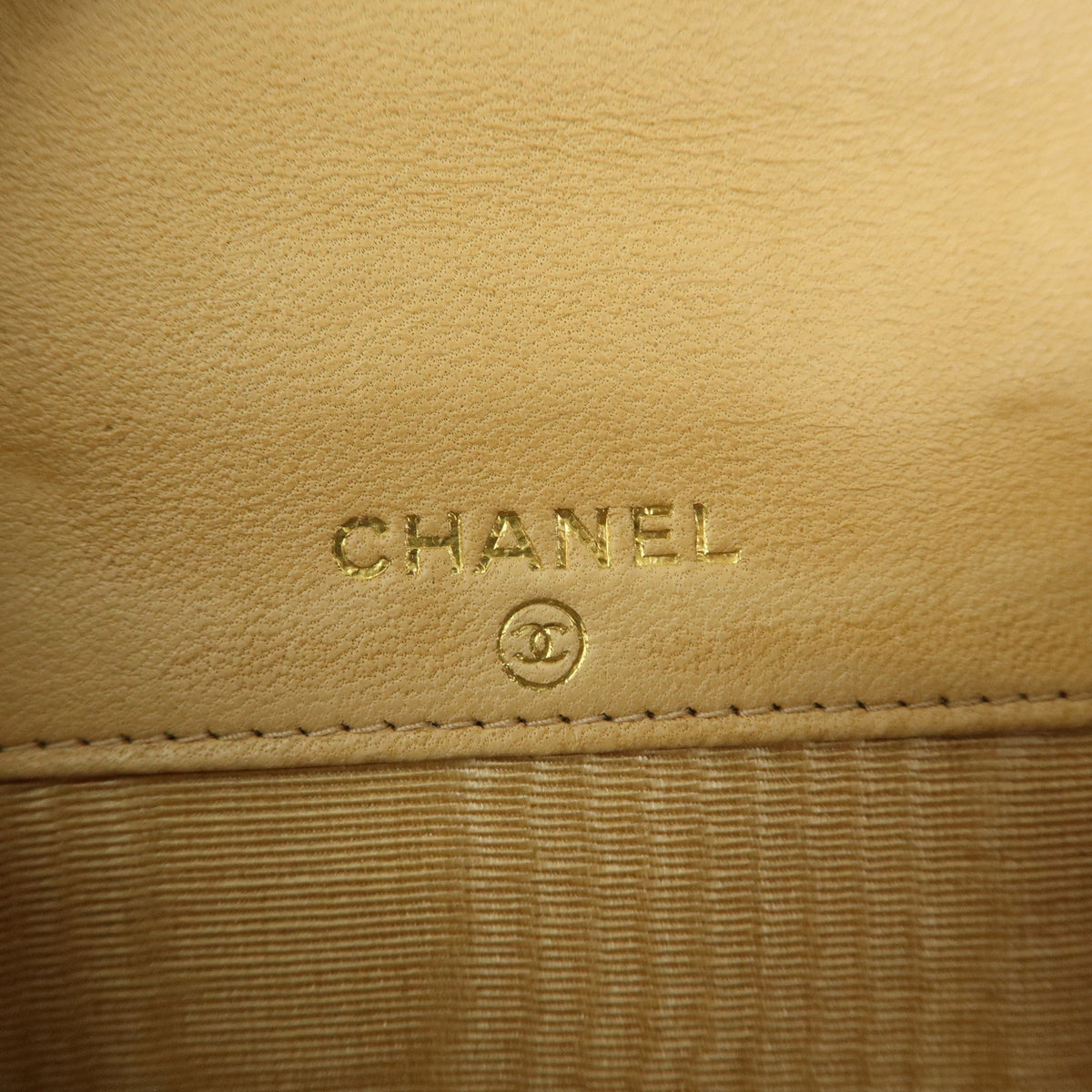 CHANEL COCO Mark Caviarskin W Hook Flap Compact Wallet Beige A13496