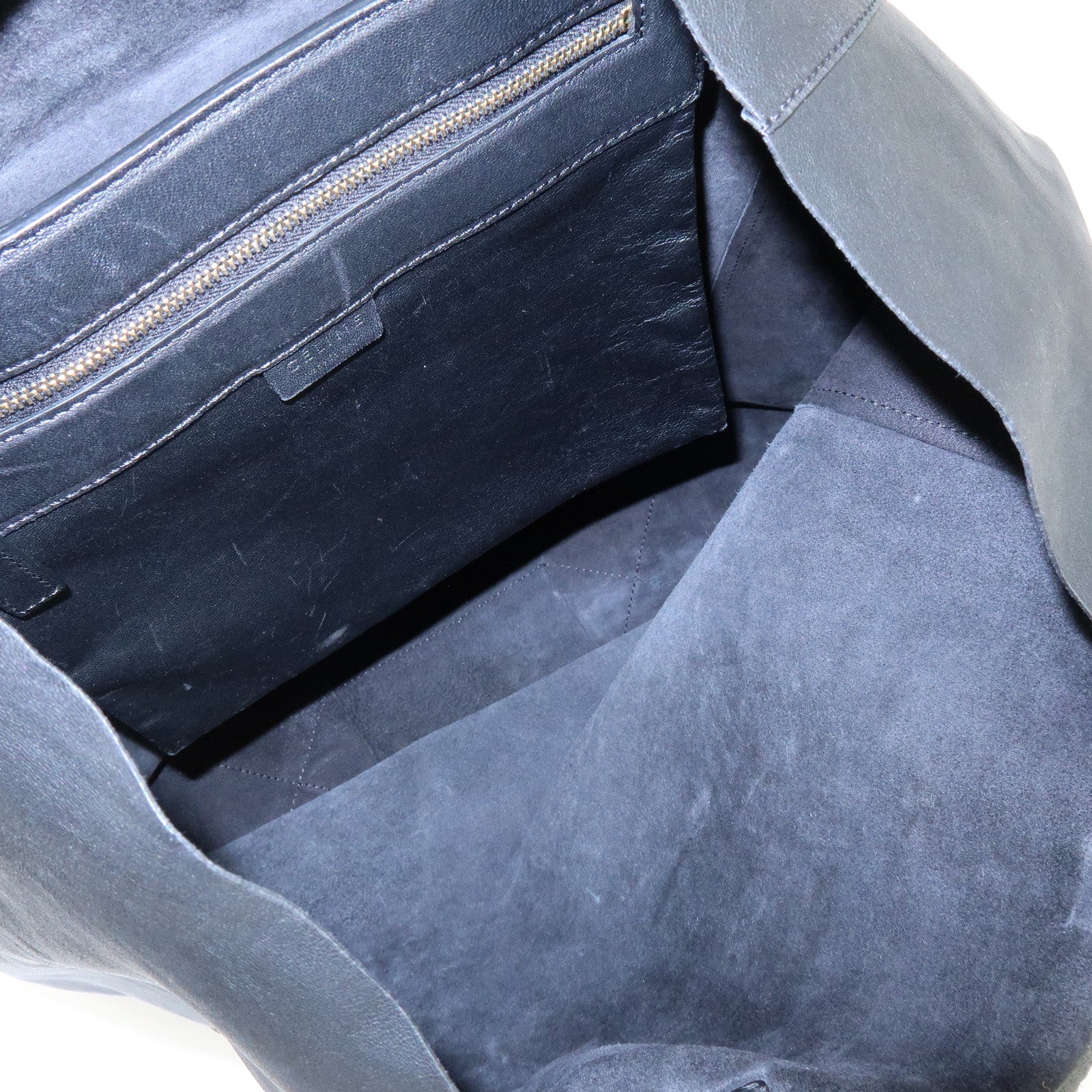 CELINE Horizontal Cabas Leather Tote Bag Hand Bag Black