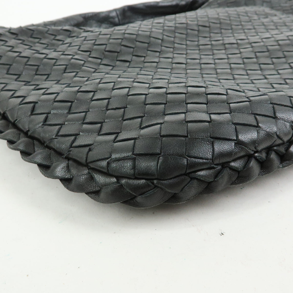 BOTTEGA VENETA Hobo Intrecciato Leather Shoulder Bag Black 115653