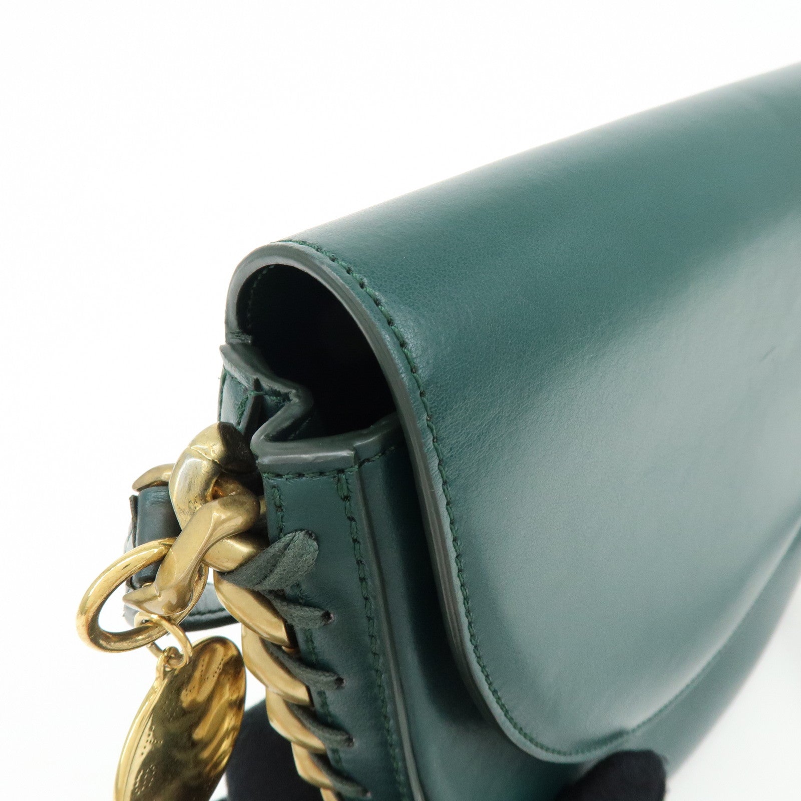 STELLA MCCARTNEY Frayme Medium Faux Leather Shoulder Bag Green