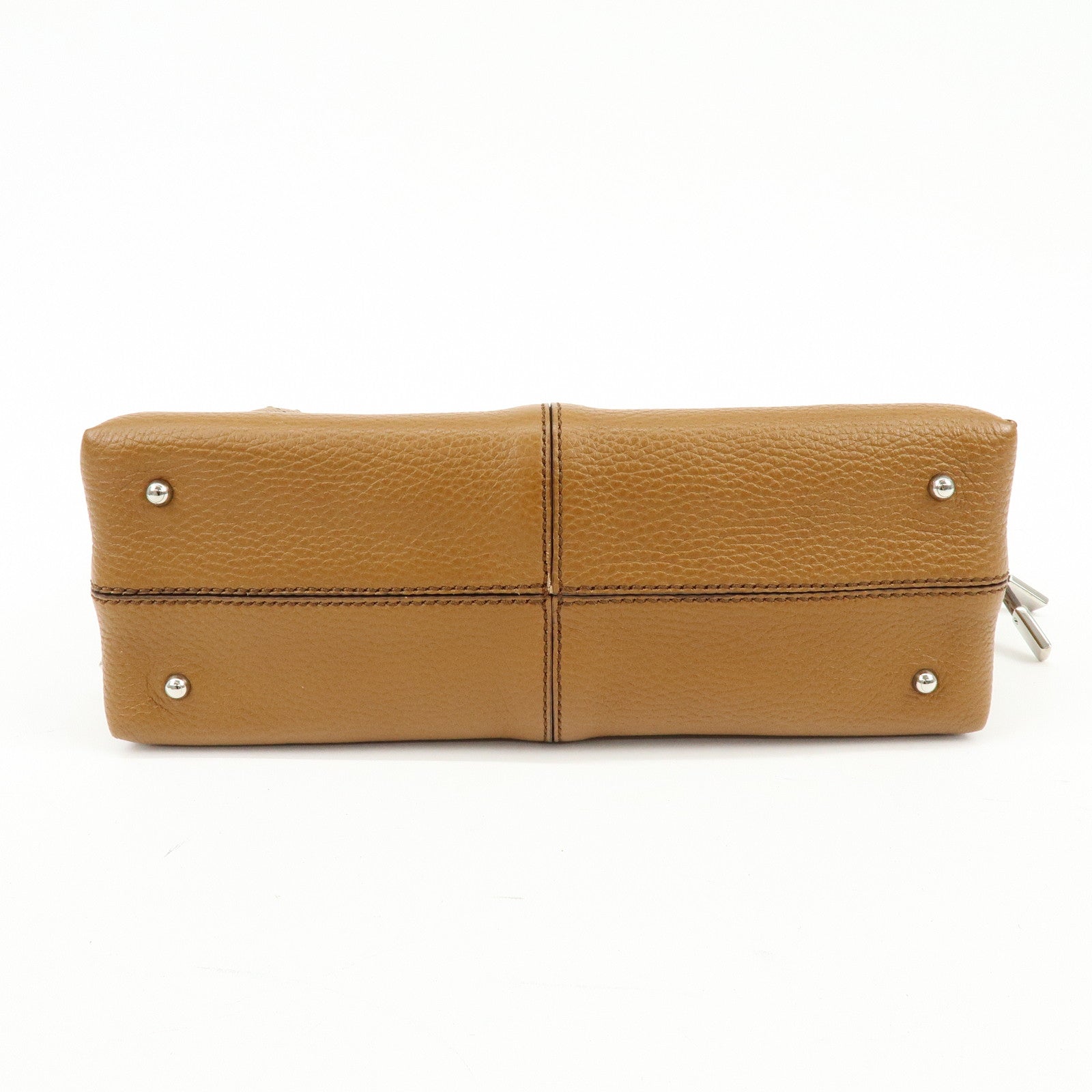 TOD'S Logo Leather Shoulder Bag Hand Bag Tote Bag Camel Brown