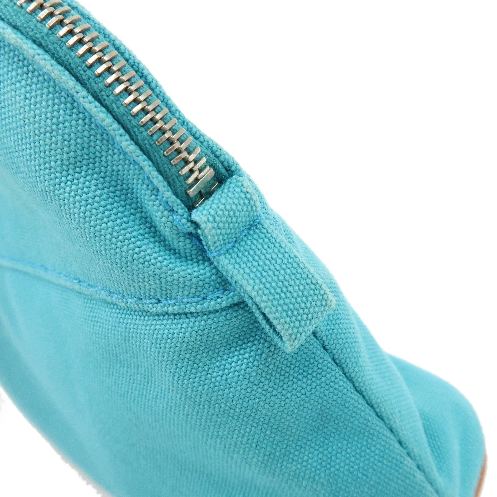 HERMES Bolide Pouch 20 Cotton 100% Leather Cosmetic Pouch Blue