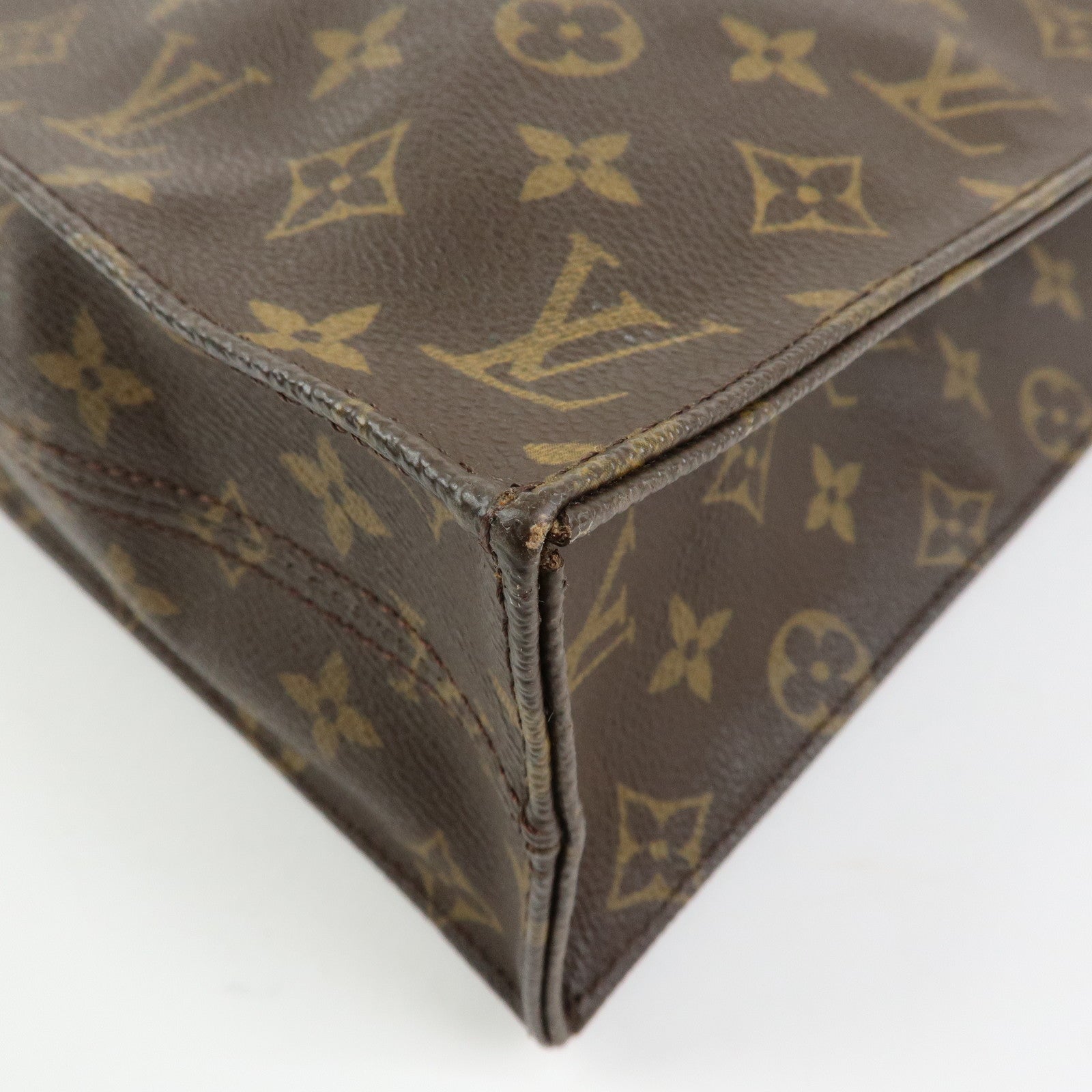 Louis Vuitton Monogram Sac Plat Tote Bag Hand Bag Brown M51140
