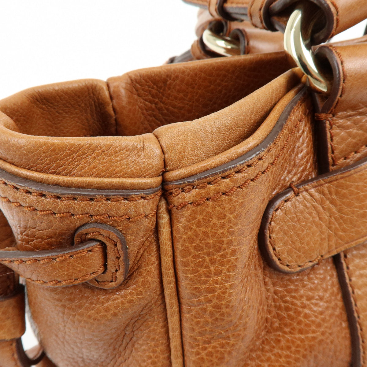 CELINE Macadam Leather Shoulder Bag Boston Bag Brown