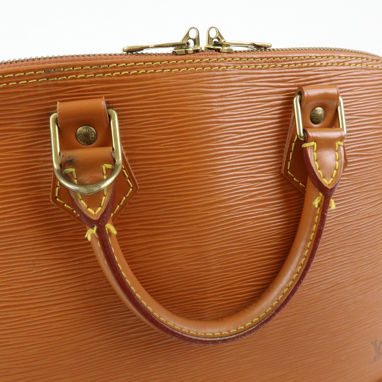 Louis Vuitton Epi Alma PM Leather Hand Bag Zipang Gold M52148