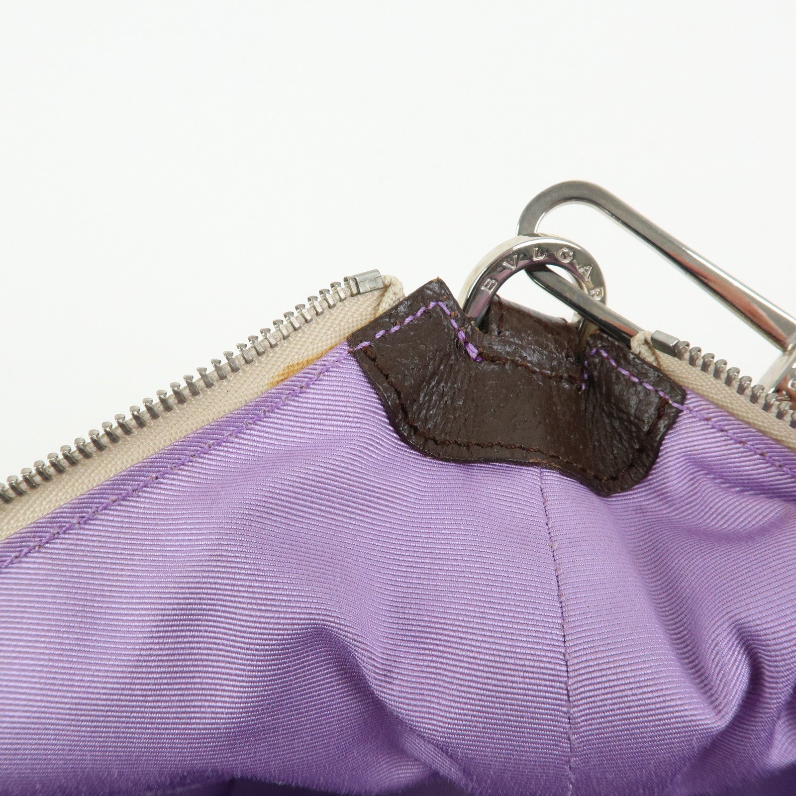 BVLGARI Logo Mania Canvas Shoulder Bag Hand Bag Beige