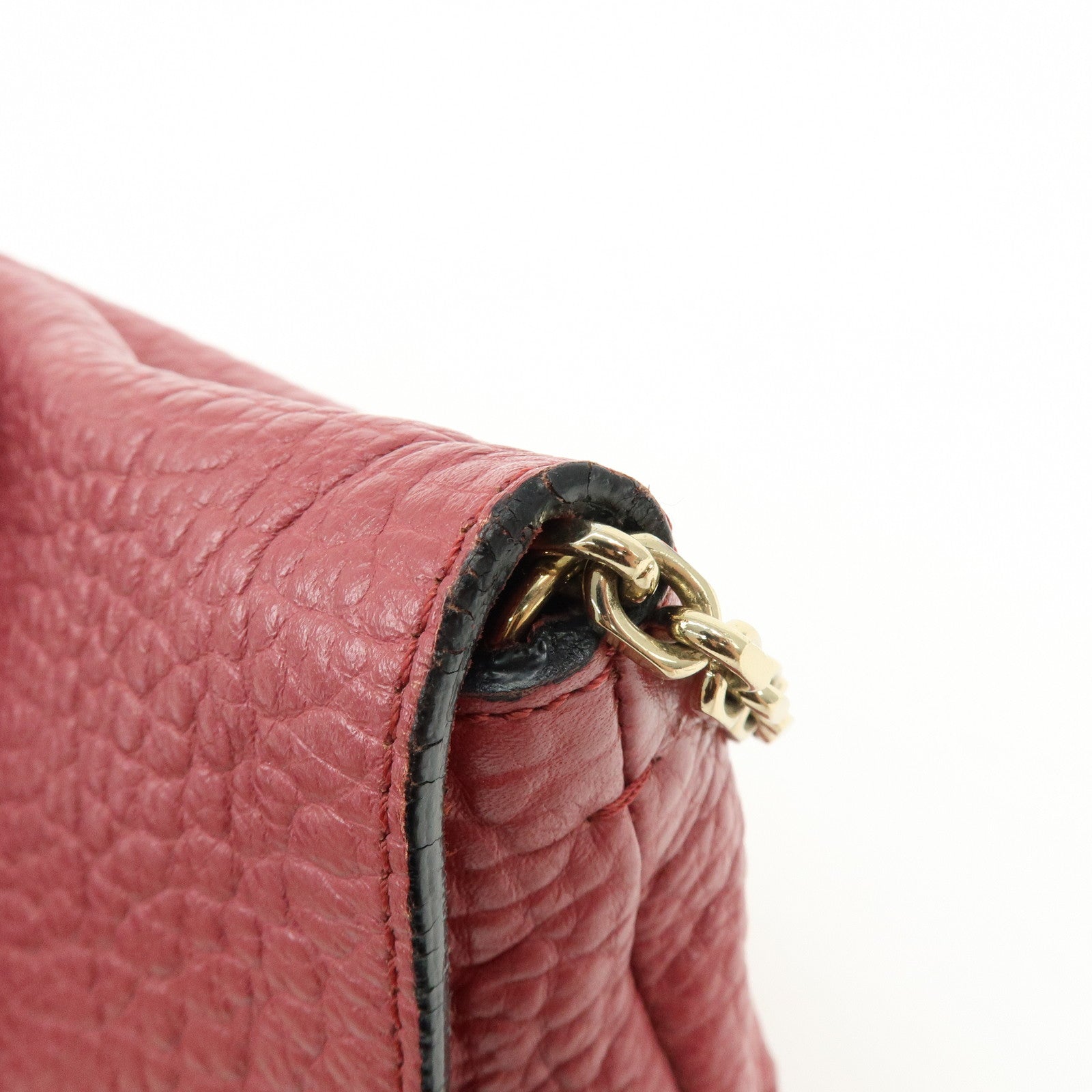 BURBERRY Leather Chain Shoulder Bag Clutch Bag Pink