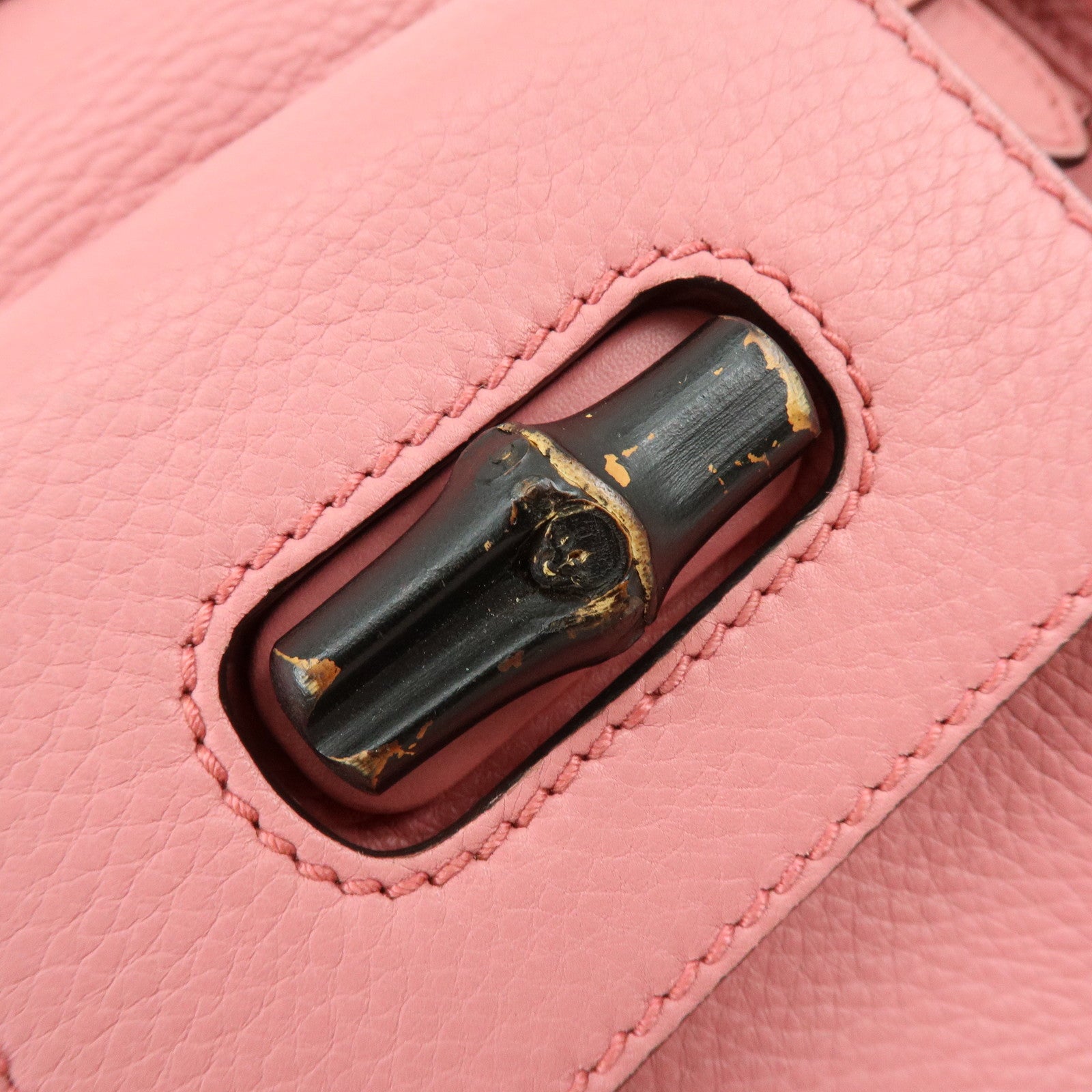 GUCCI Bamboo Tassel Leather Backpack Rucksack Pink 370833
