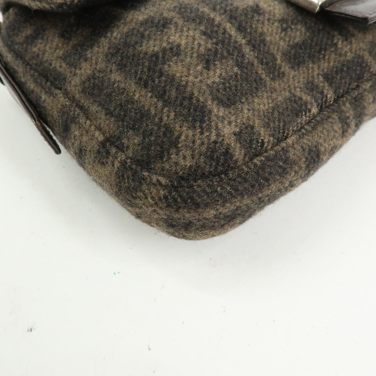 FENDI Zucca Mamma Baguette Wool Leather Shoulder Bag Hand Bag 26424