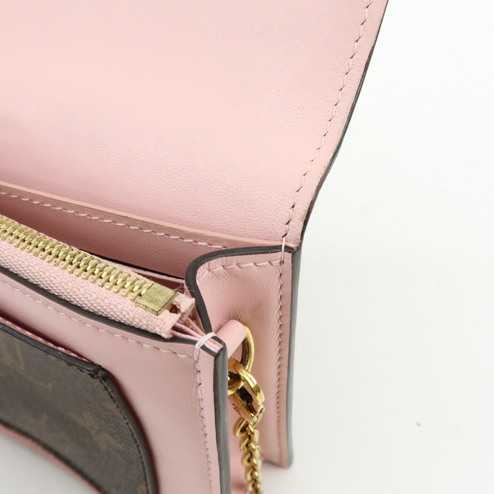 Louis Vuitton Monogram Portefeuille Flore Chain Wallet Pink M67405