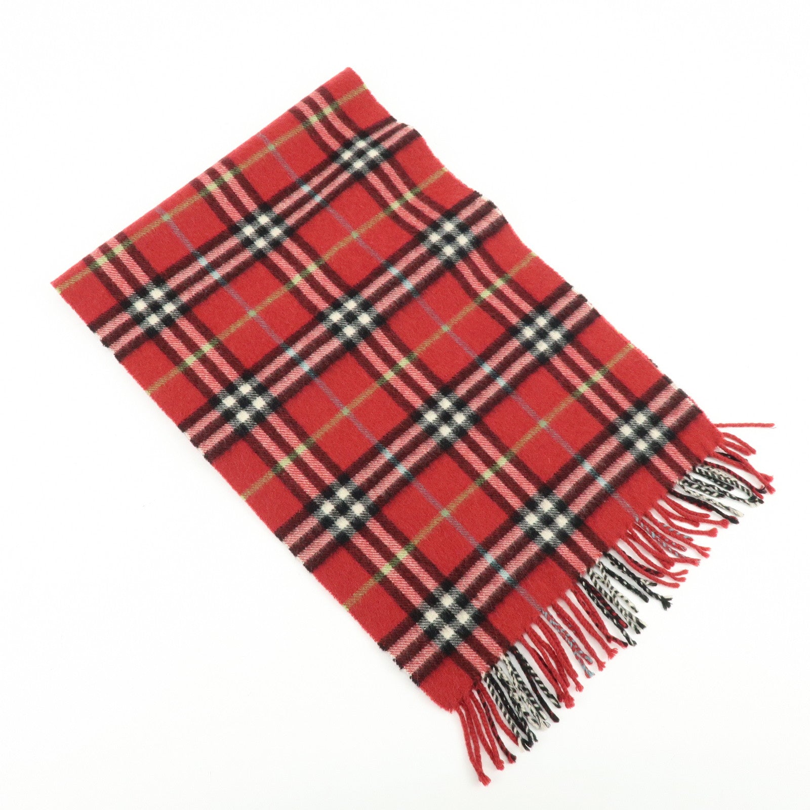BURBERRY Nova Plaid Lot of 2 Cashmere100% Scarf Stole Red Navy