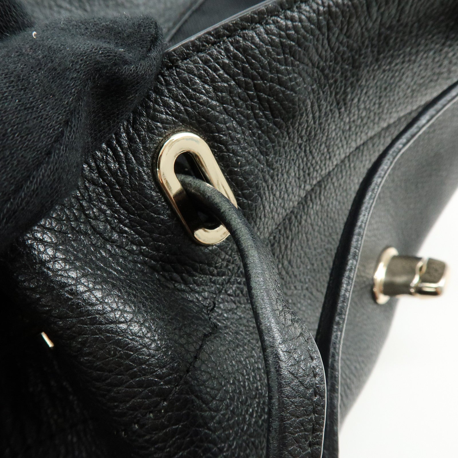 COACH Logo Leather Turn Lock Backpack Rucksack Black