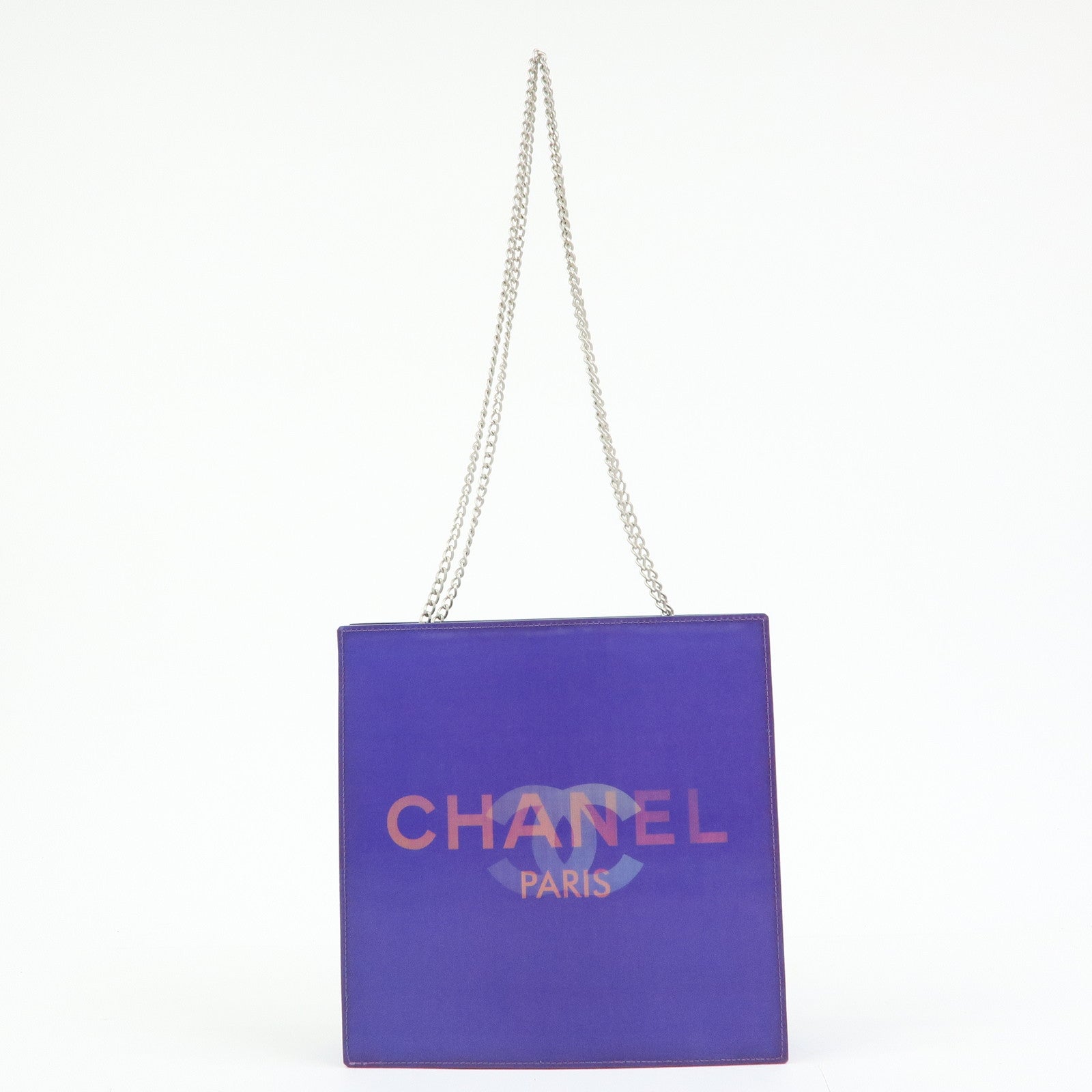 CHANEL COCO Mark Vinyl Hologram Logo Chain Shoulder Bag Purple