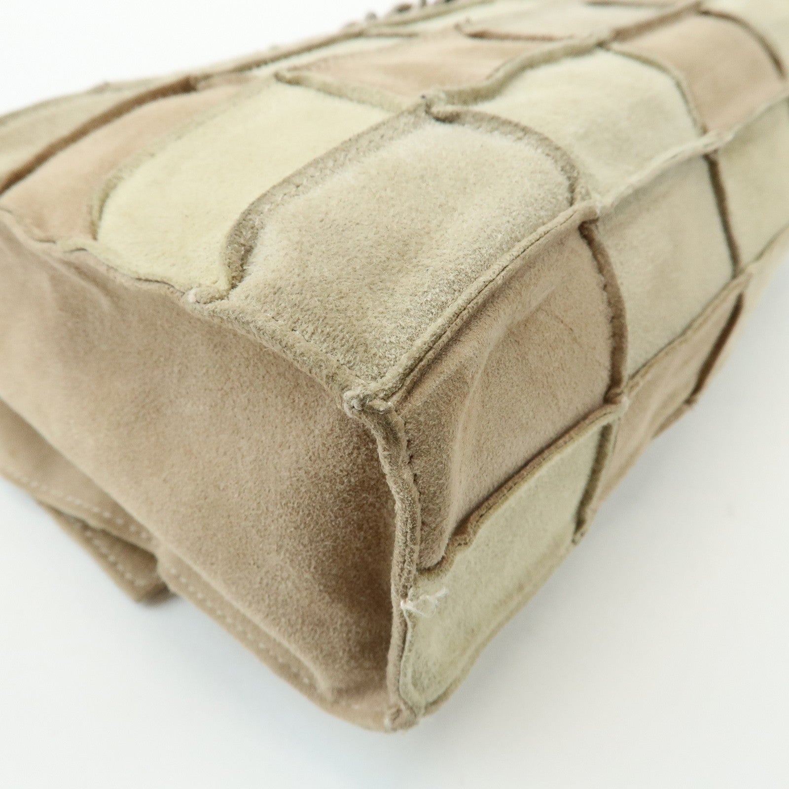 CHANEL 2.55 Suede Patchwork Chain Shoulder Bag Beige A14528