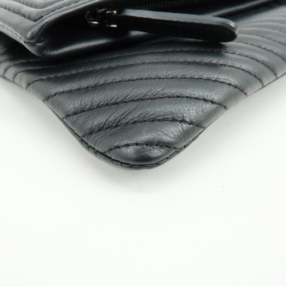 CHANEL Boy Chanel Chevron Calfskin Clutch Bag Black Silver