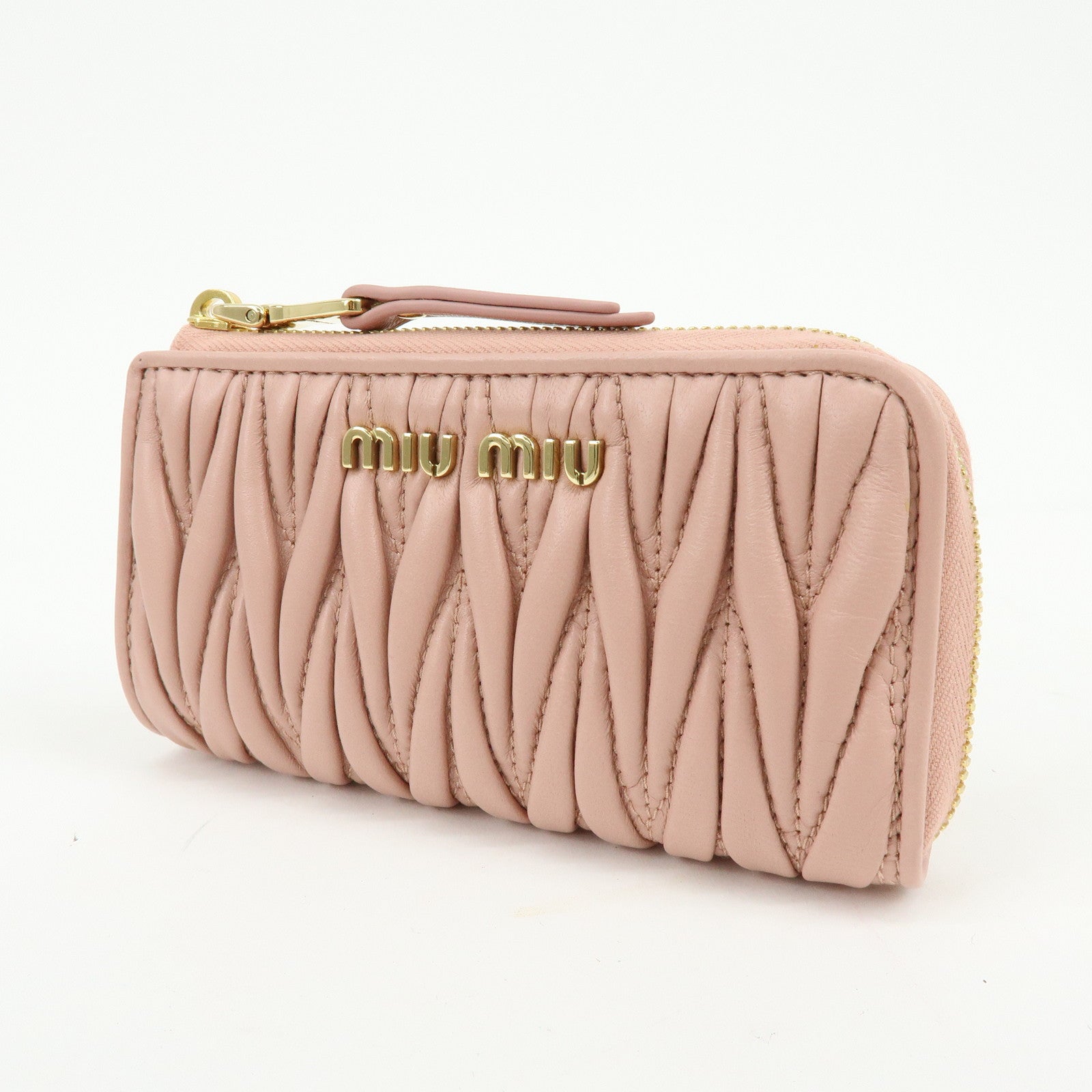 MIU MIU Matelasse Nappa Leather Coin Case Card Case Pink