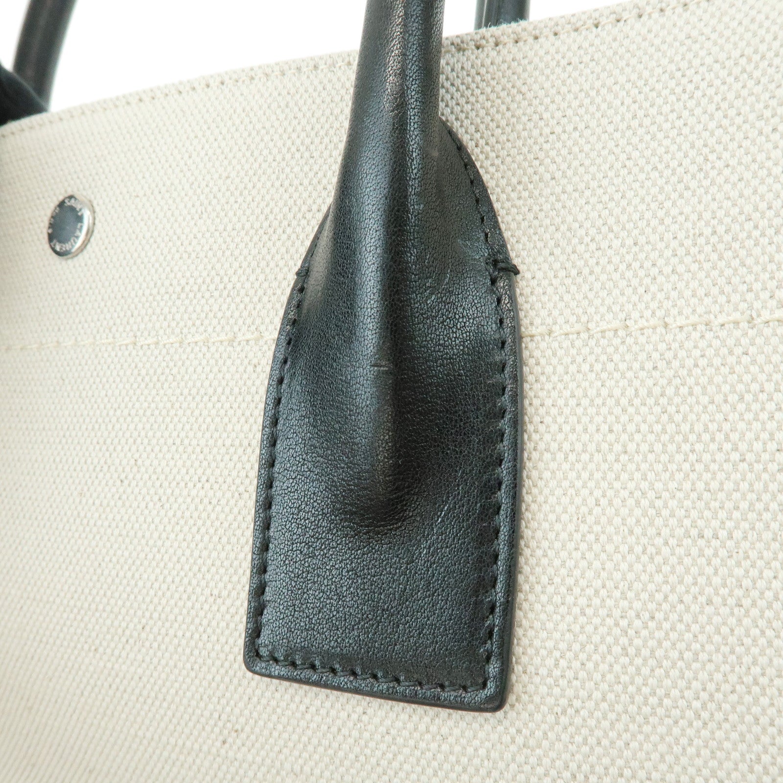 SAINT LAURENT PARIS Rive Gauche Cotton Leather Tote Bag Beige 617481