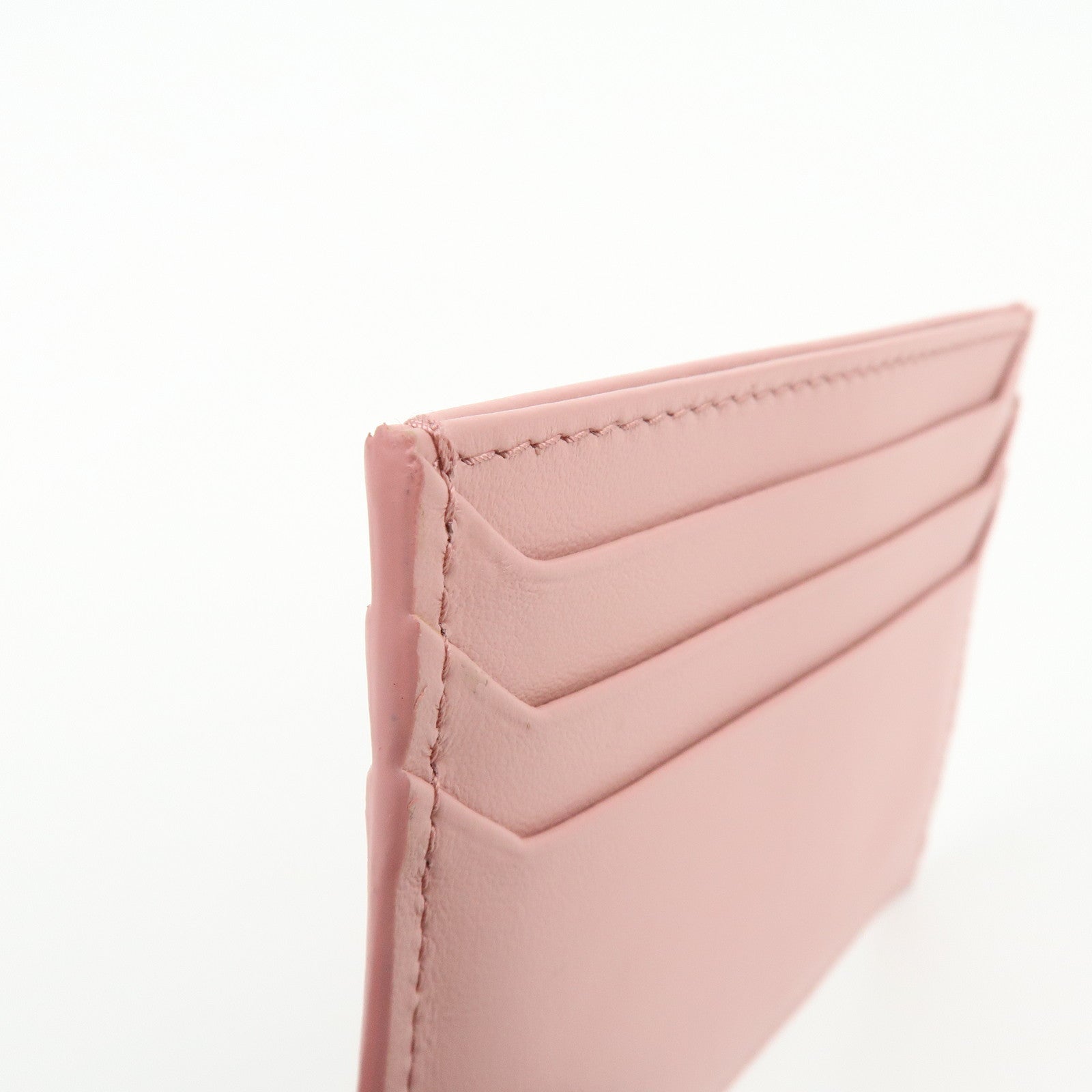 MIU MIU Leather Card Case Valentine Limited Heart Motif Rhinestone Pink