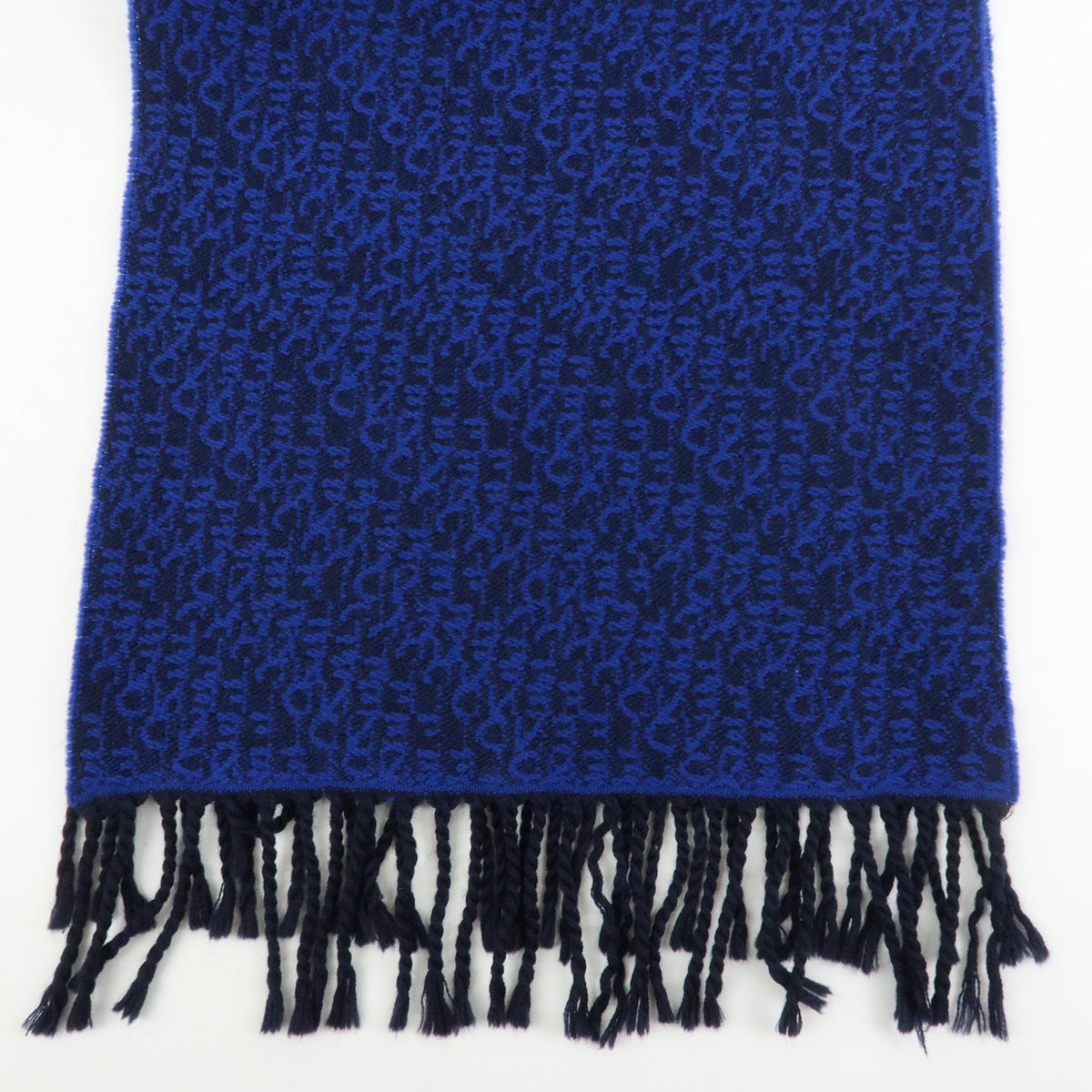 FENDI Zucca Lot of 2 Wool 100% Fringe Scarf Brown Blue