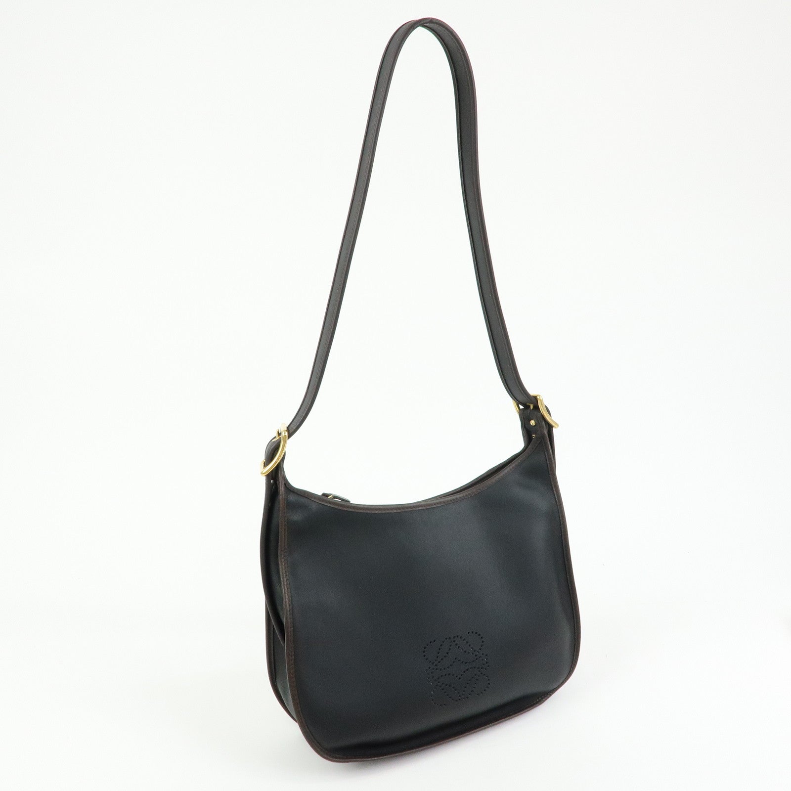 LOEWE Anagram Leather Sophia Shoulder Bag Crossbody Bag Black Brown