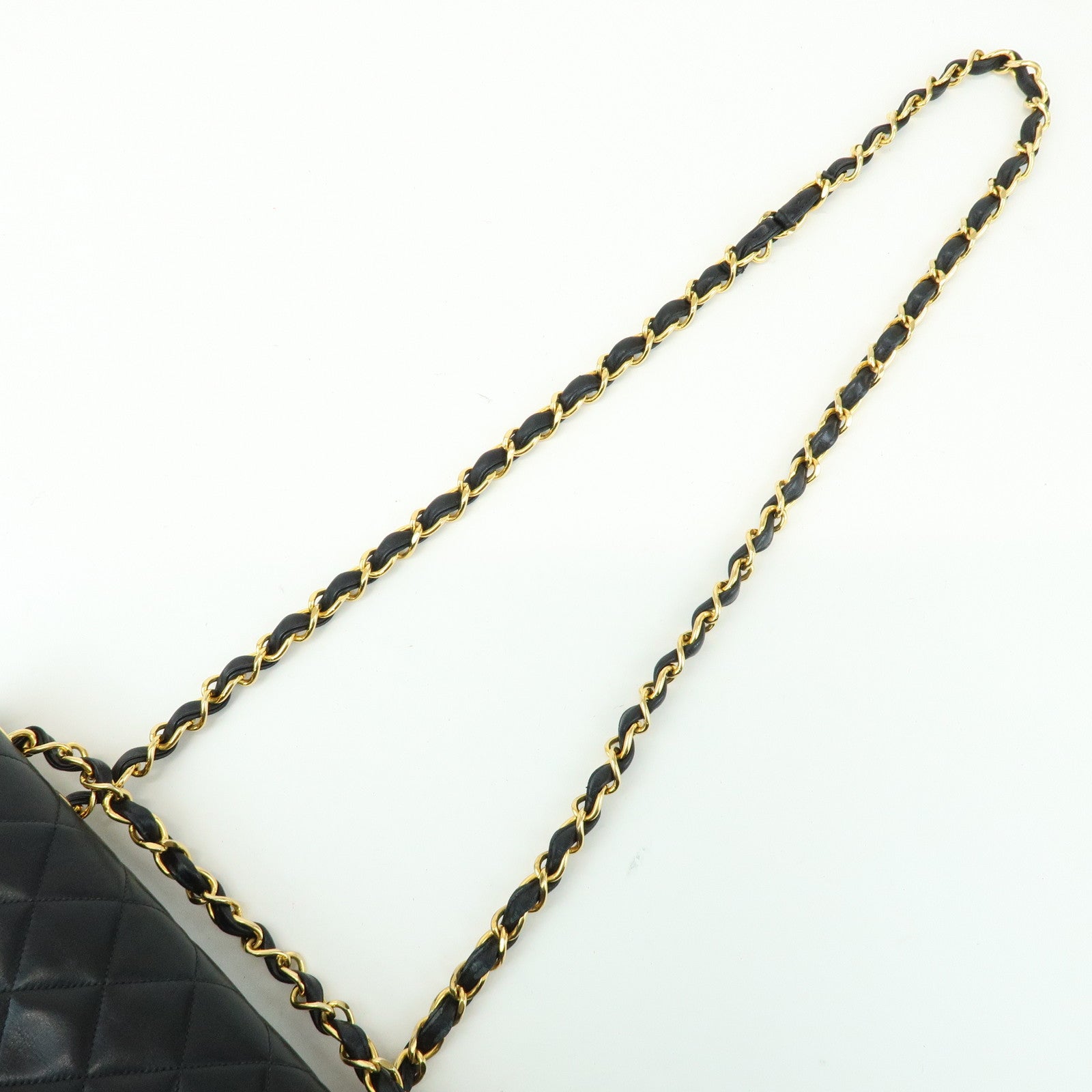 CHANEL Jumbo Matelasse 34 Lamb Skin Chain Shoulder Bag Black A01094
