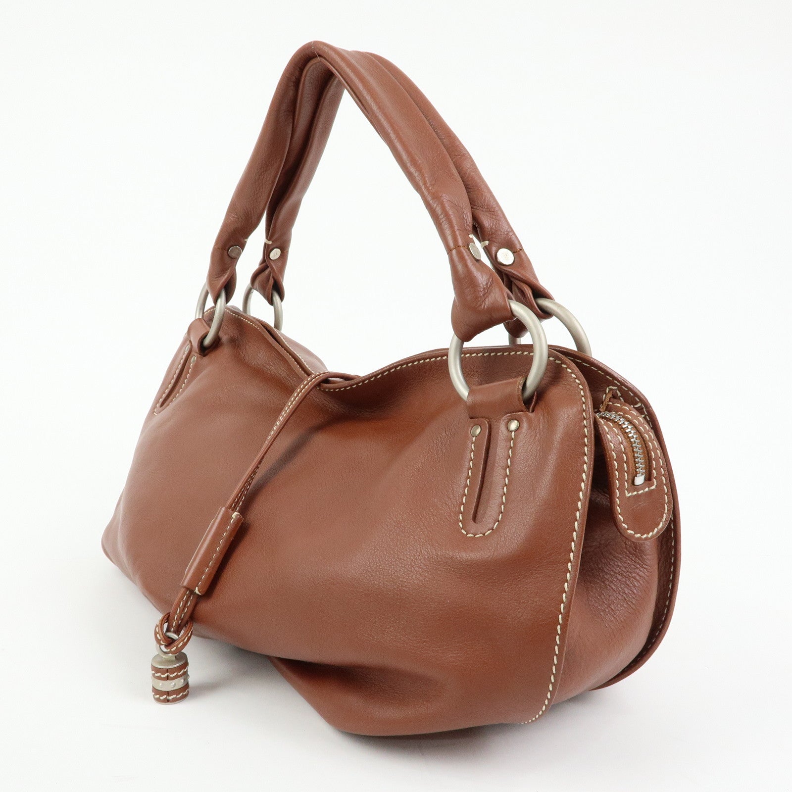 CELINE Bittersweet Leather Shoulder Bag Tote Bag Brown